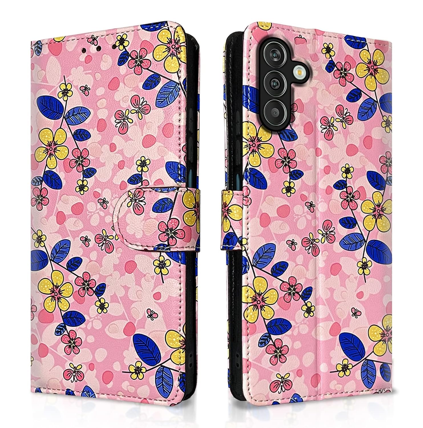 Samsung Galaxy M13 4G Flower Flip Cover -Pink)