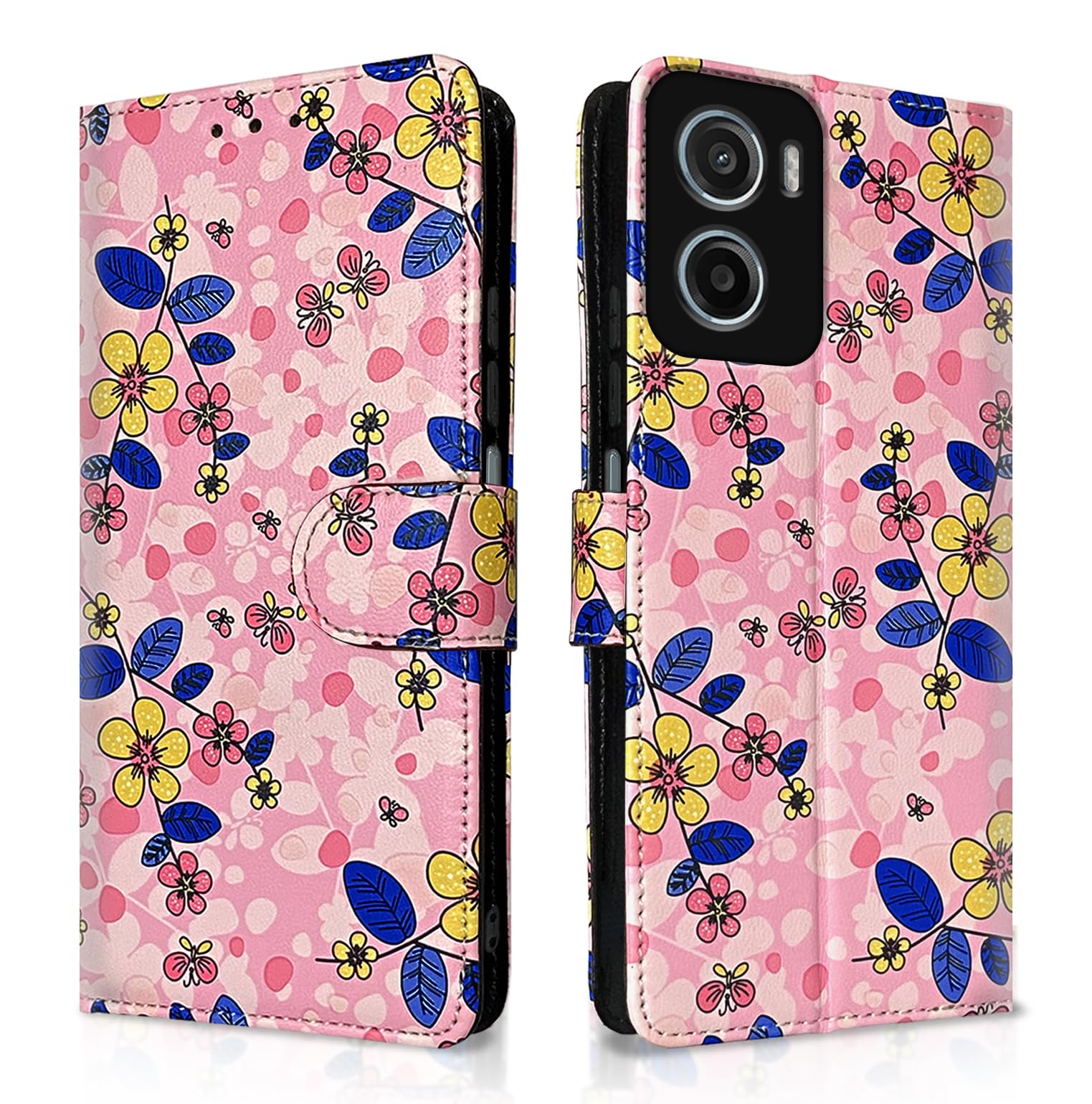Pink flower Wallet mobile flip cover for Moto G05 – Pikkme