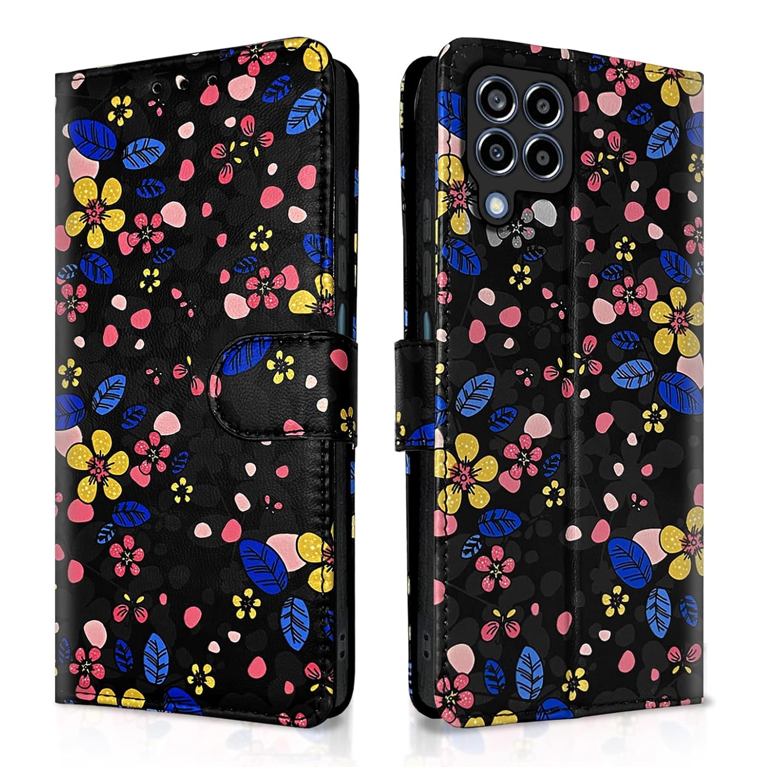 Samsung Galaxy M33 5G Flower Flip Cover -Black