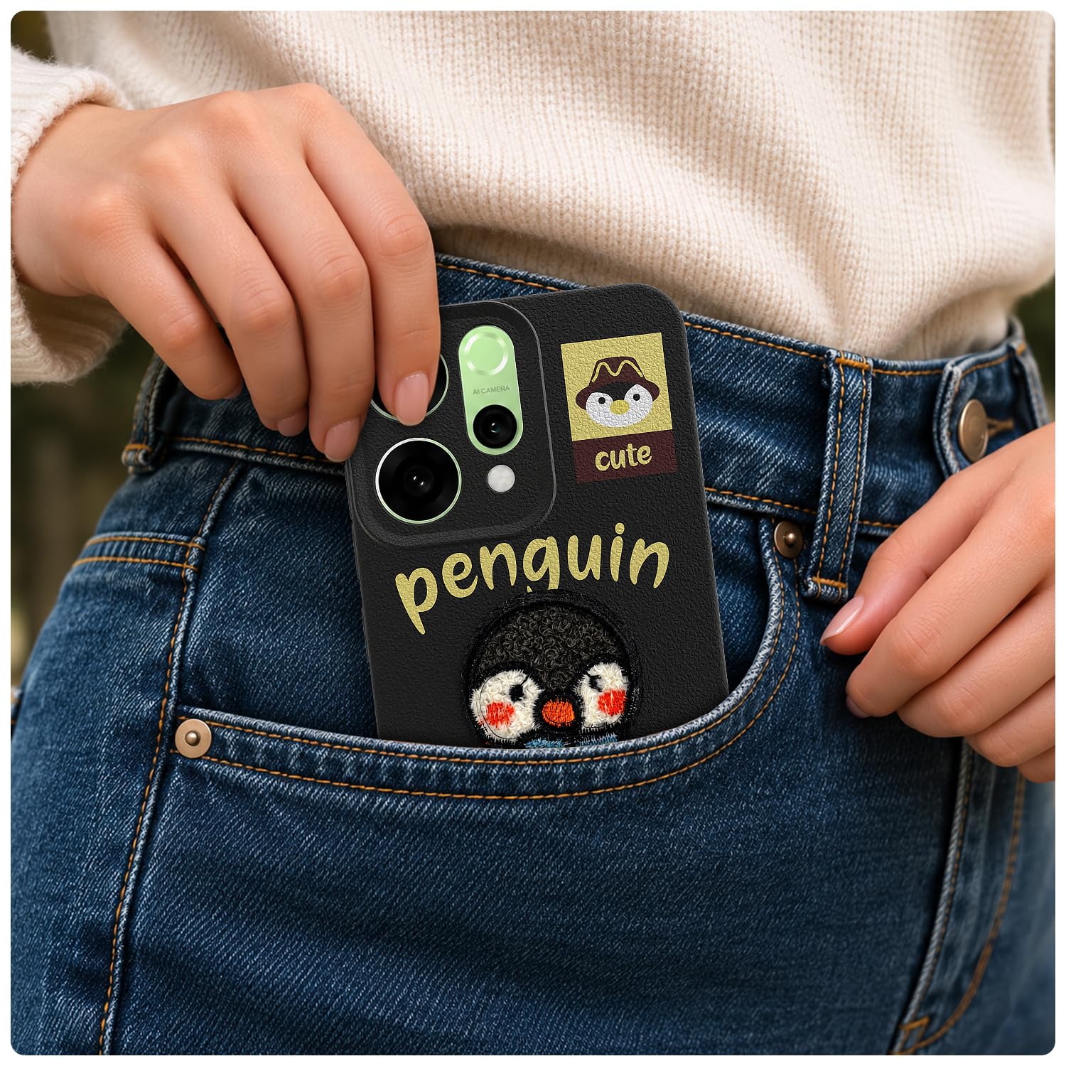 Pikkme black Plush Patch phone cover for Oppo Reno 14 5G – photo 4