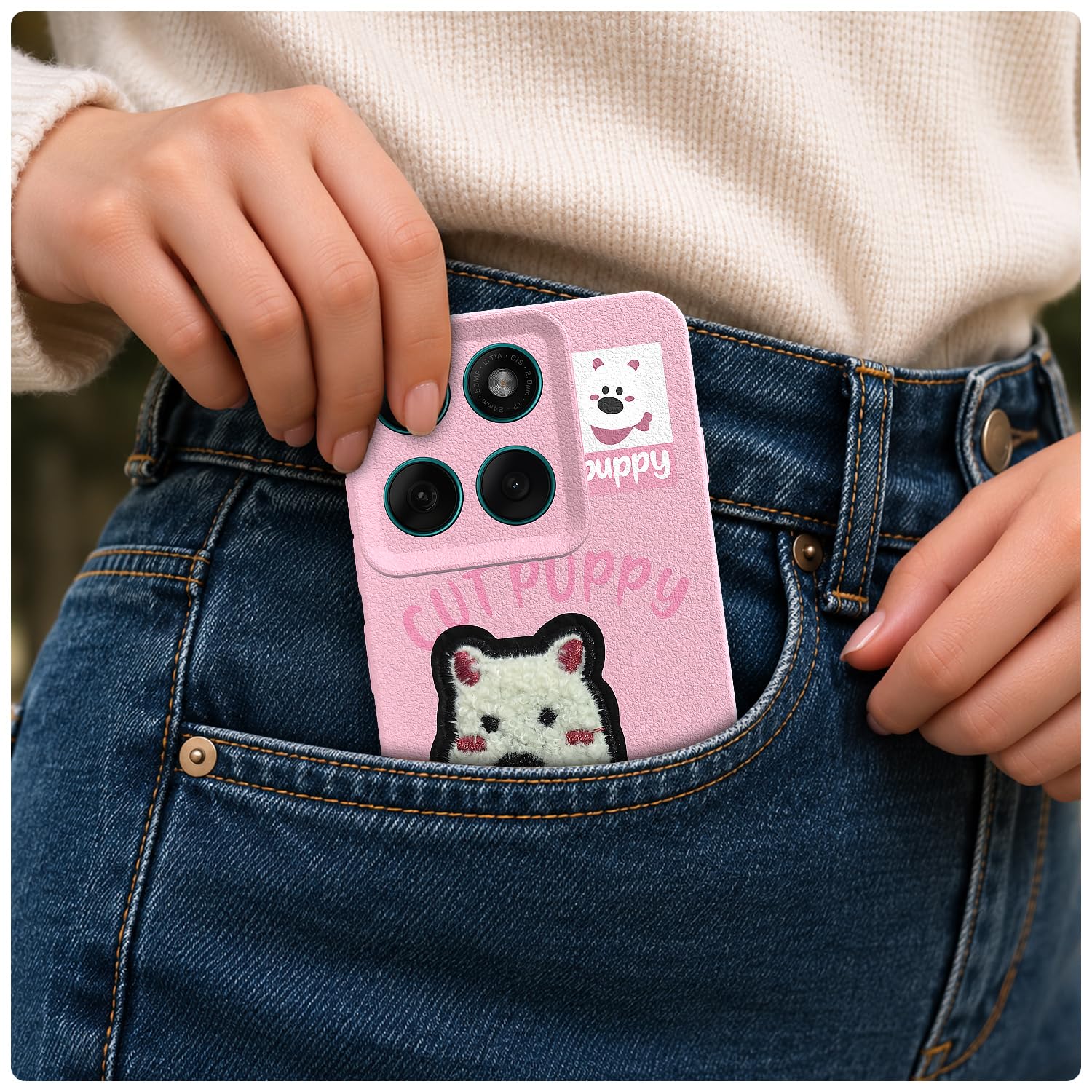 Pikkme Moto Edge 60 Pro 5G Plush Patch pink phone cover – photo 4