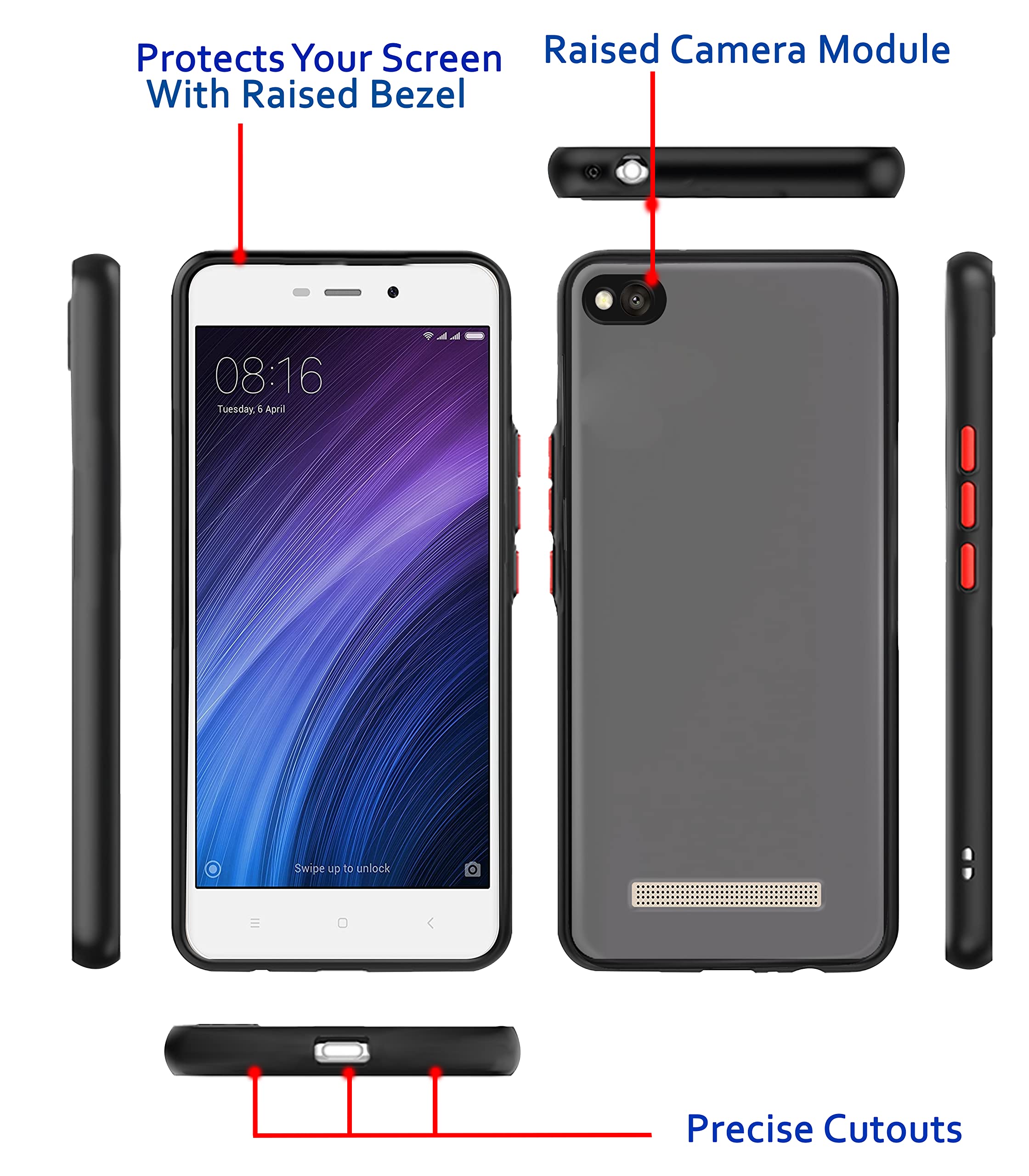 Black Hybrid mobile cover for Redmi 4A – Pikkme – photo 3