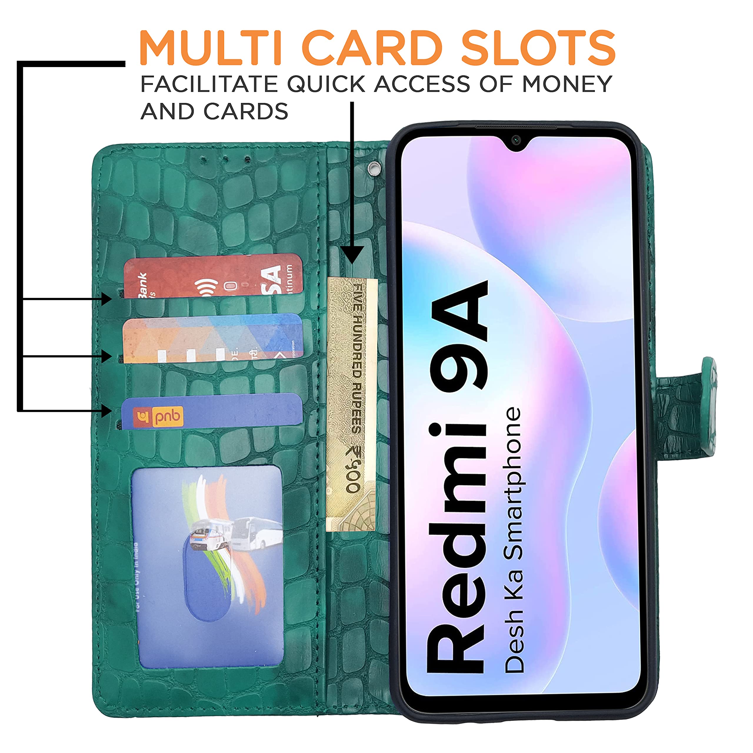 Redmi 9A/9i flip cover in green by Pikkme – photo 2