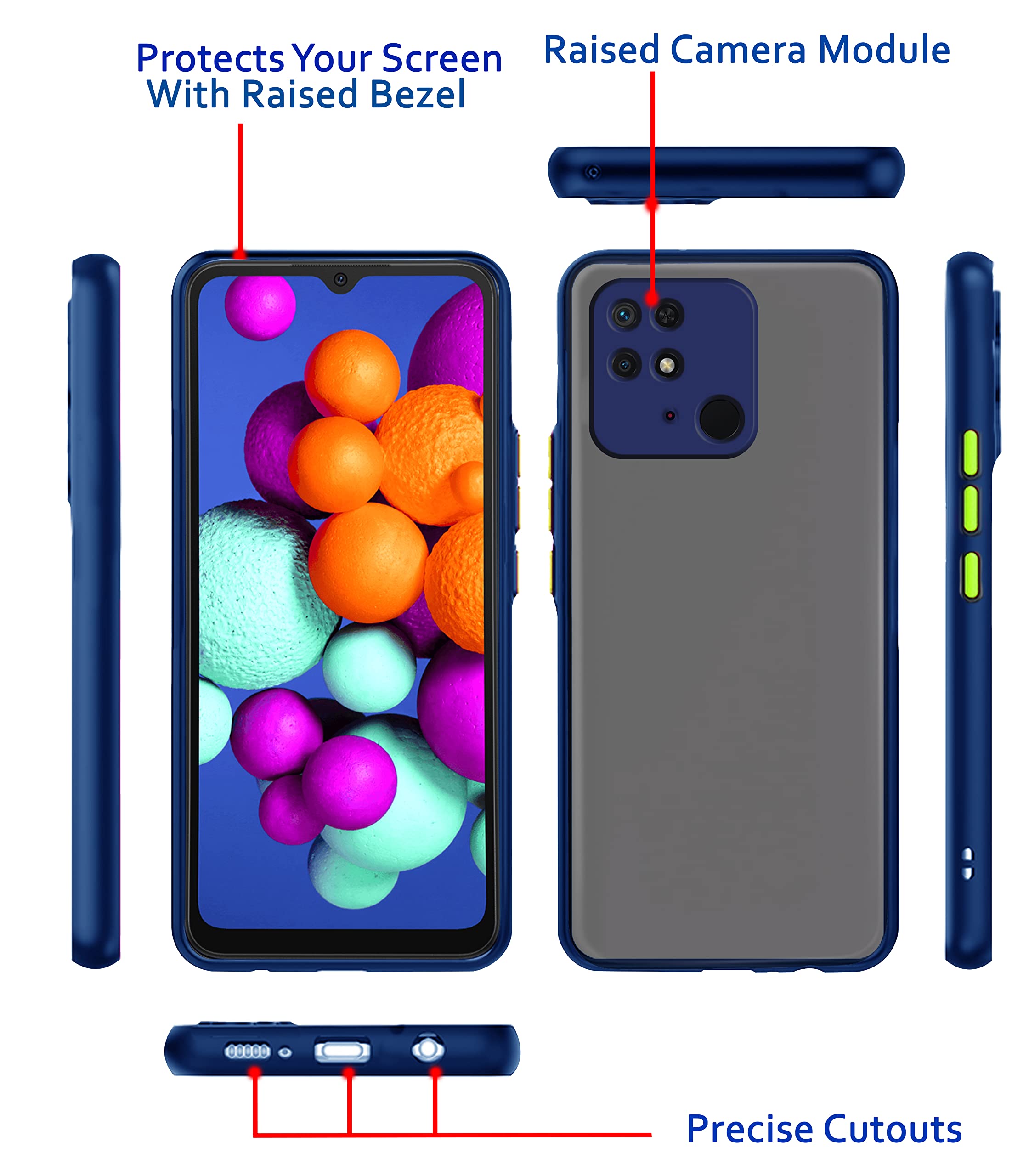 Redmi 10/10 Power Hybrid back cover in blue by Pikkme – photo 3