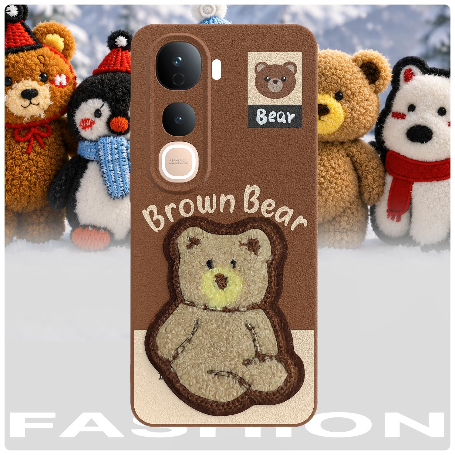 Pikkme Vivo Y400 Pro 5G Plush Patch brown mobile cover – photo 7