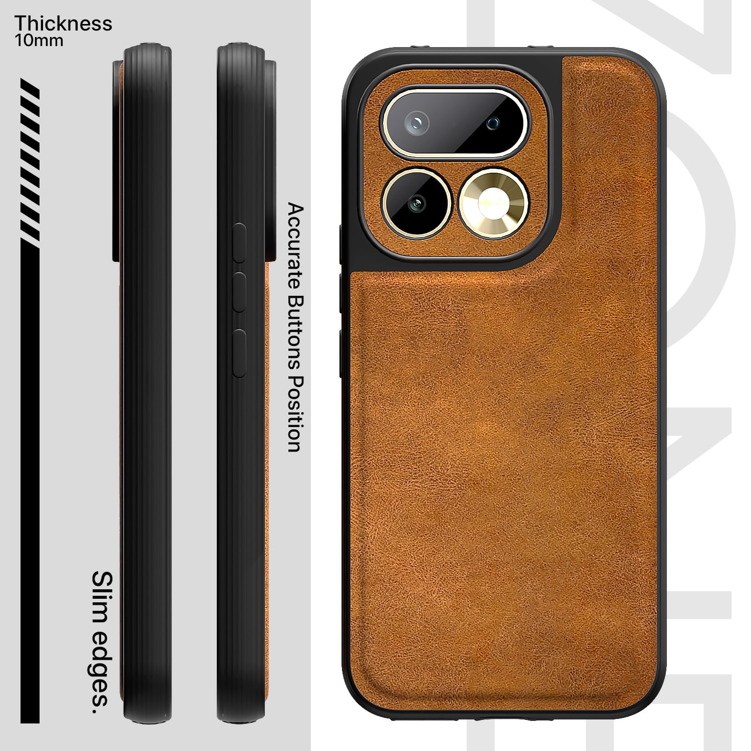 Pikkme brown Leather back cover for Realme 16 Pro 5G – photo 3