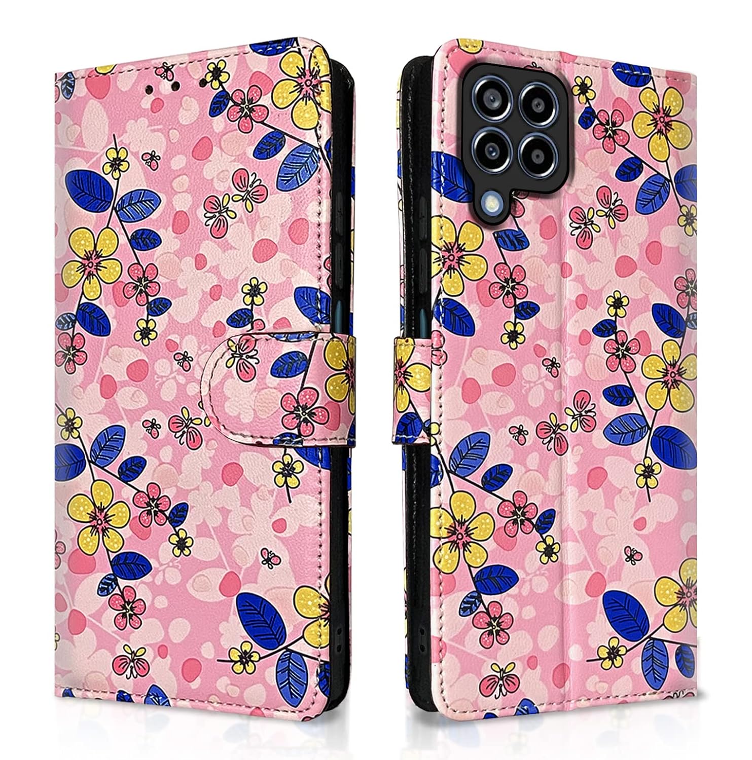 Samsung Galaxy M33 5G Flower Flip Cover -Pink)