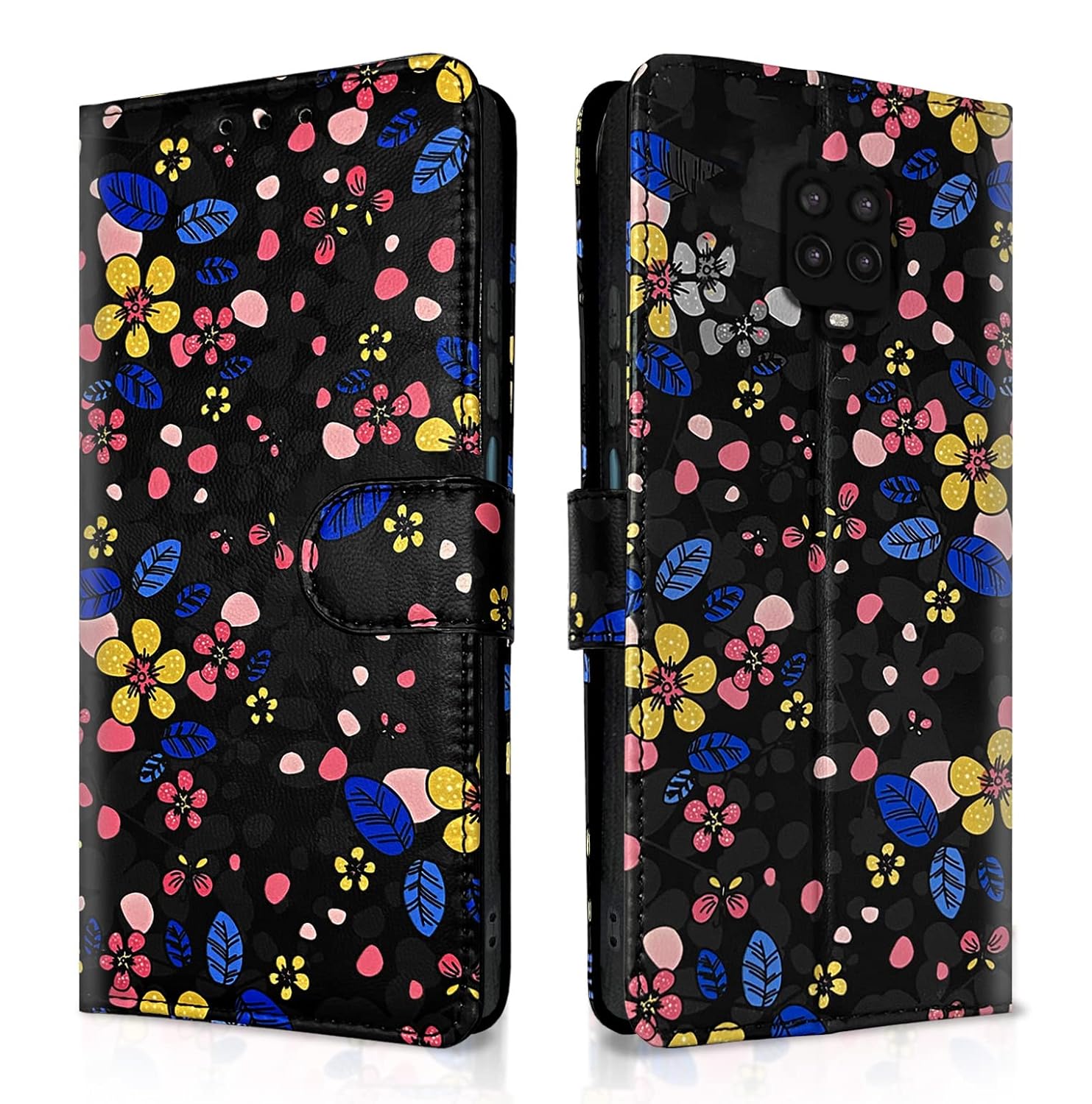 Redmi Note 9 Pro/Note 9 Pro Max/Poco M2 Pro/Redmi Note 10 Lite Flower Flip Cover -Black