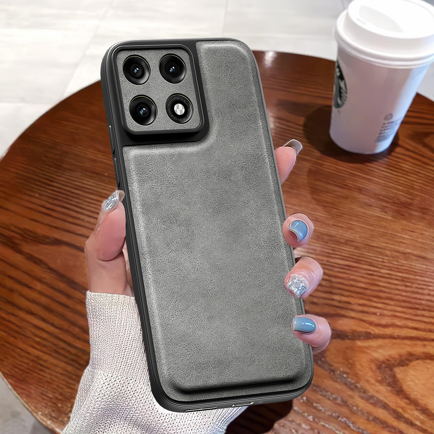 Pikkme Moto Edge 70 Pro 5G Leather grey mobile back cover – photo 7