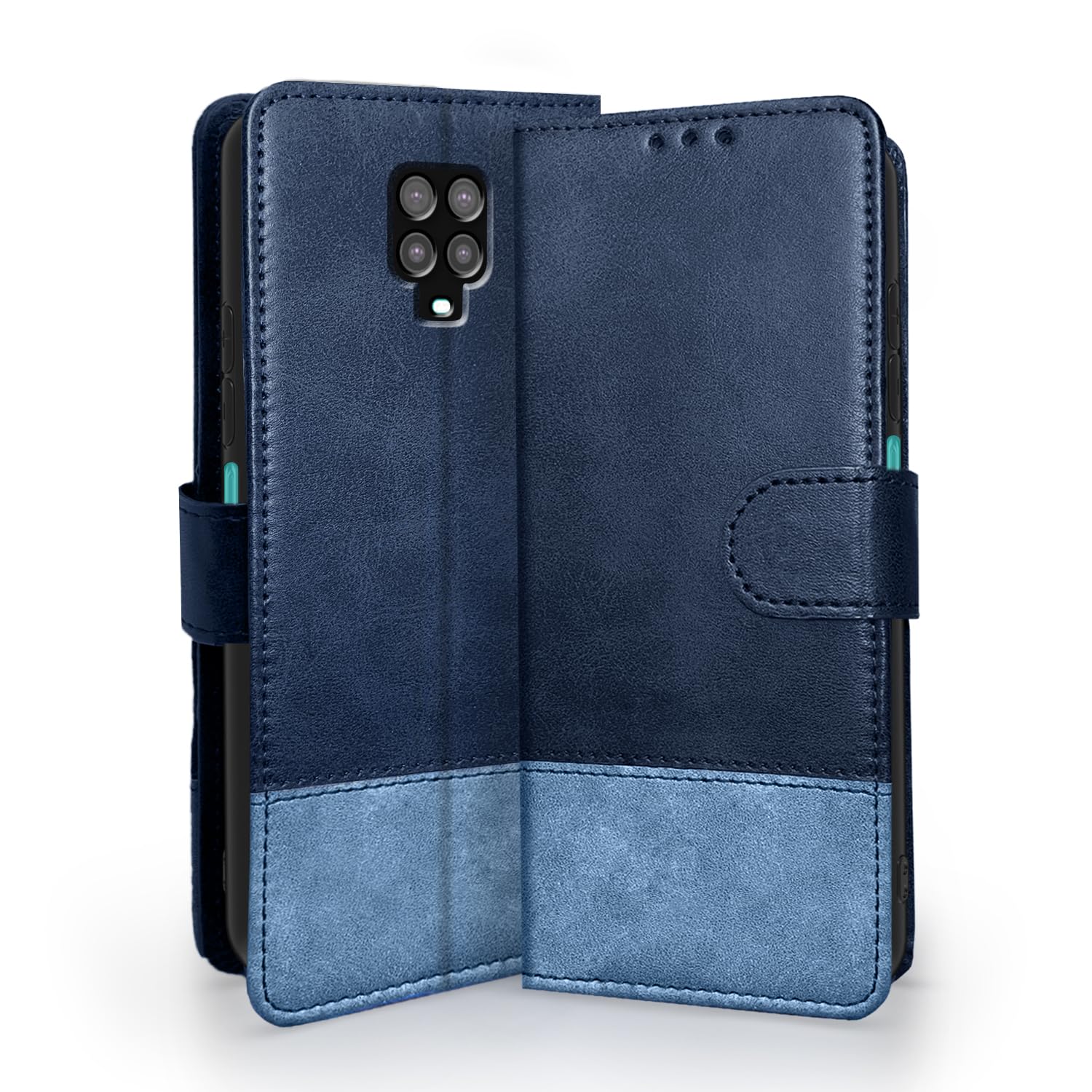 Pikkme Redmi Note 9 Pro/Note 9 Pro Max/Poco M2 Pro/Note 10 Lite Magnetic navy & light blue wallet flip cover