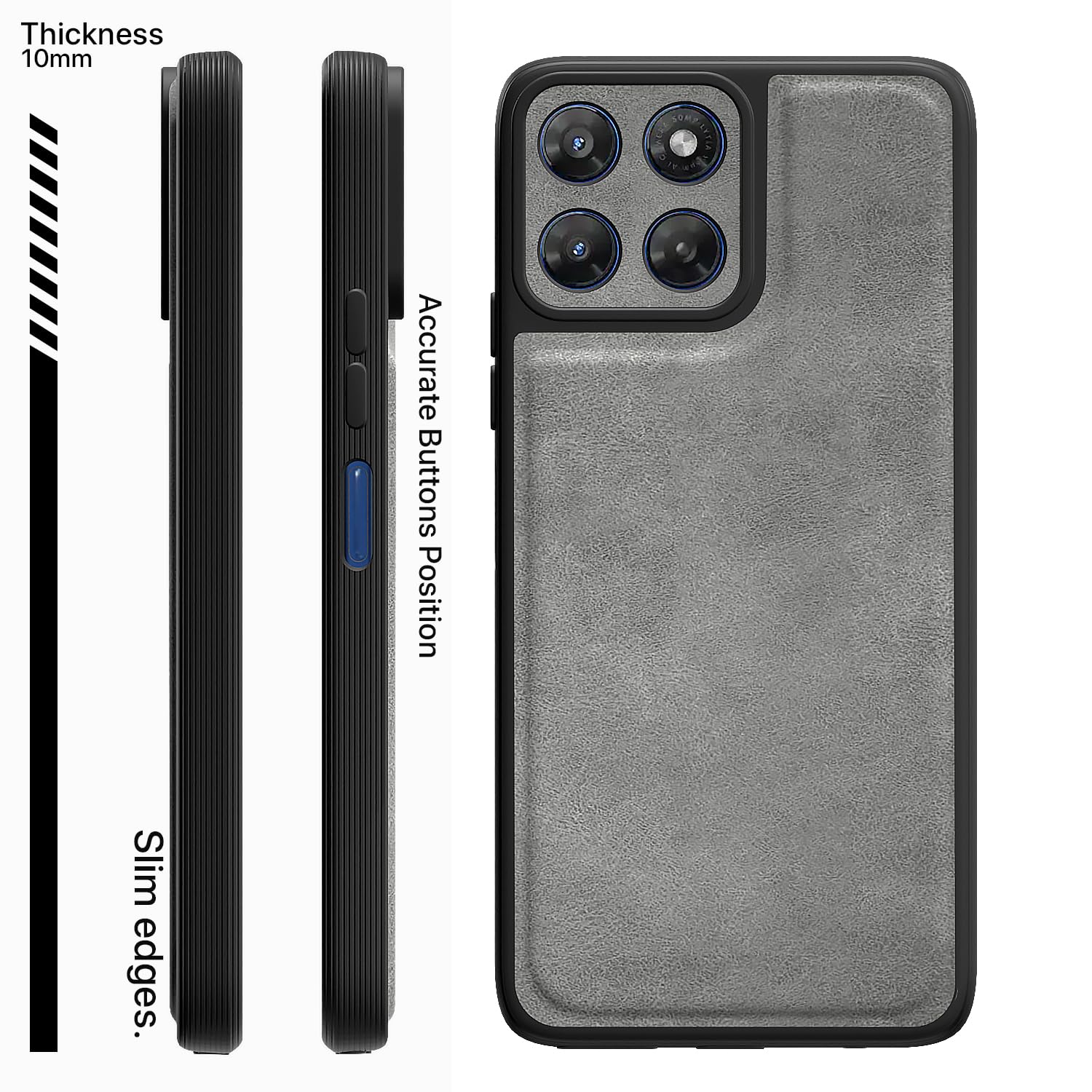 Grey Leather mobile back cover for Moto G37 5G – Pikkme – photo 3