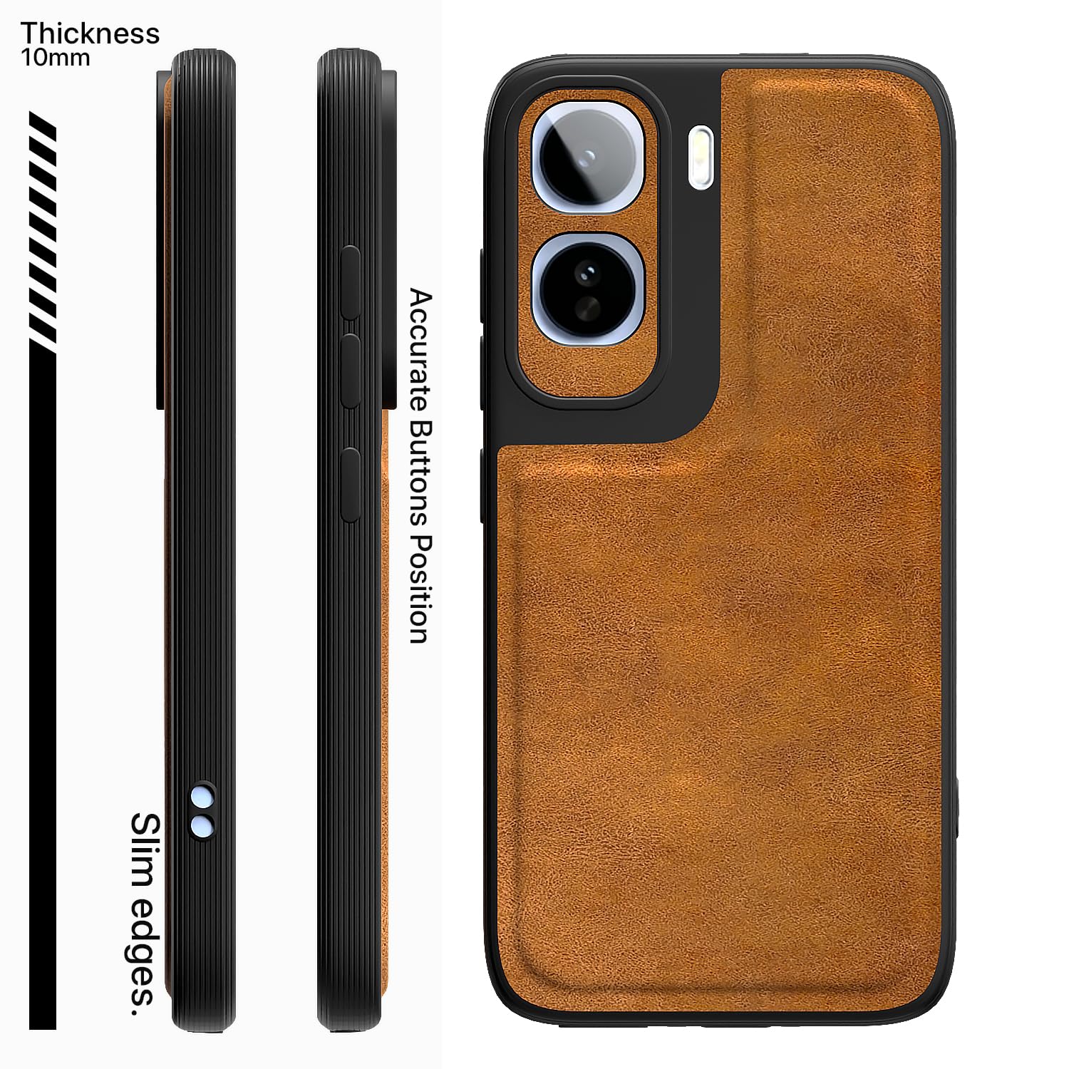 Vivo T5 Pro 5G Leather back cover in brown by Pikkme – photo 3