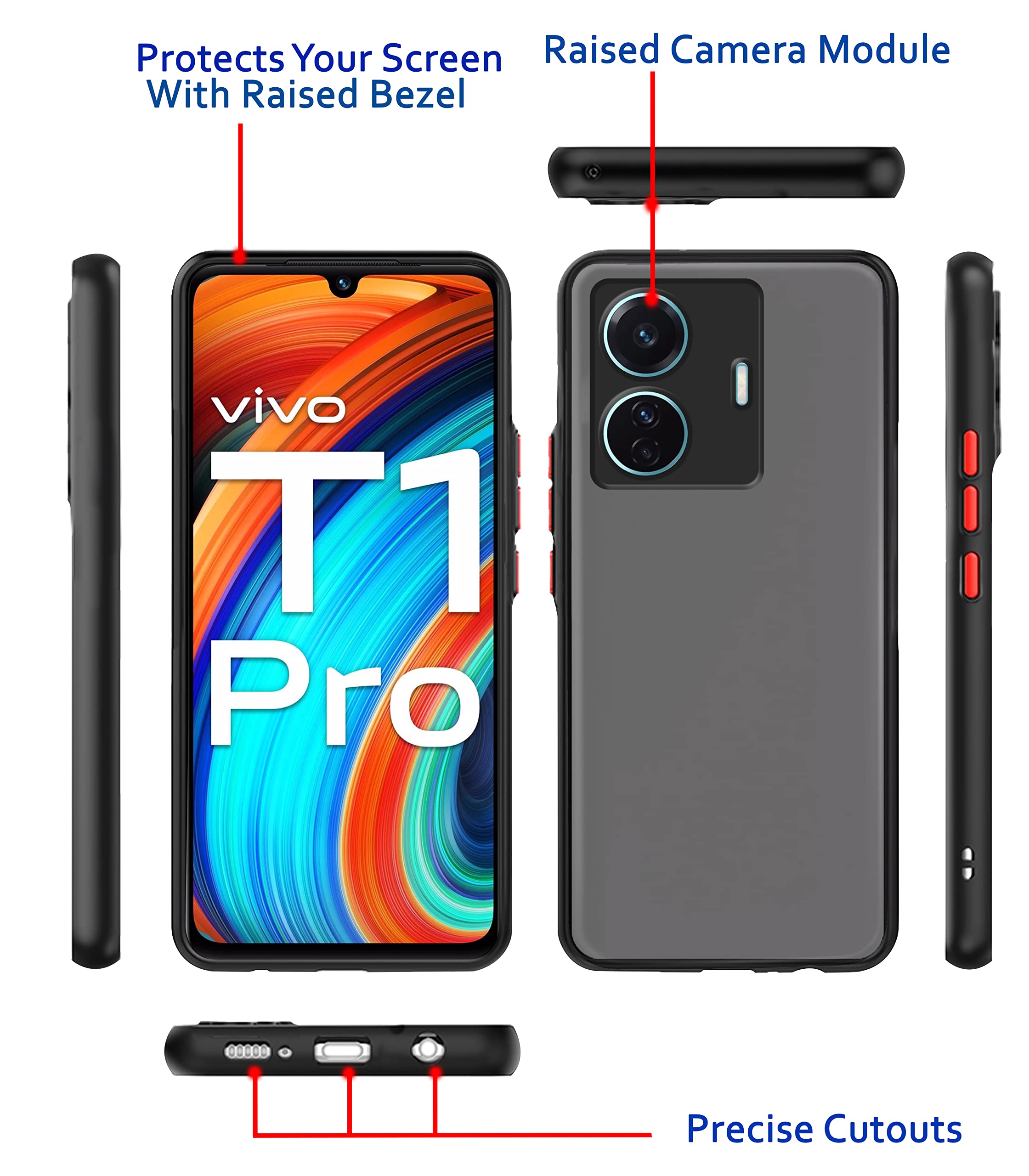 Black Hybrid mobile cover for Vivo T1 Pro/iQOO Z6 Pro 5G – Pikkme – photo 3