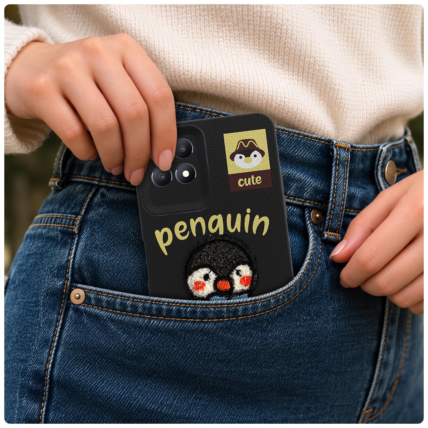 Pikkme black Plush Patch mobile back cover for Realme Narzo 50/8i 4G – photo 4