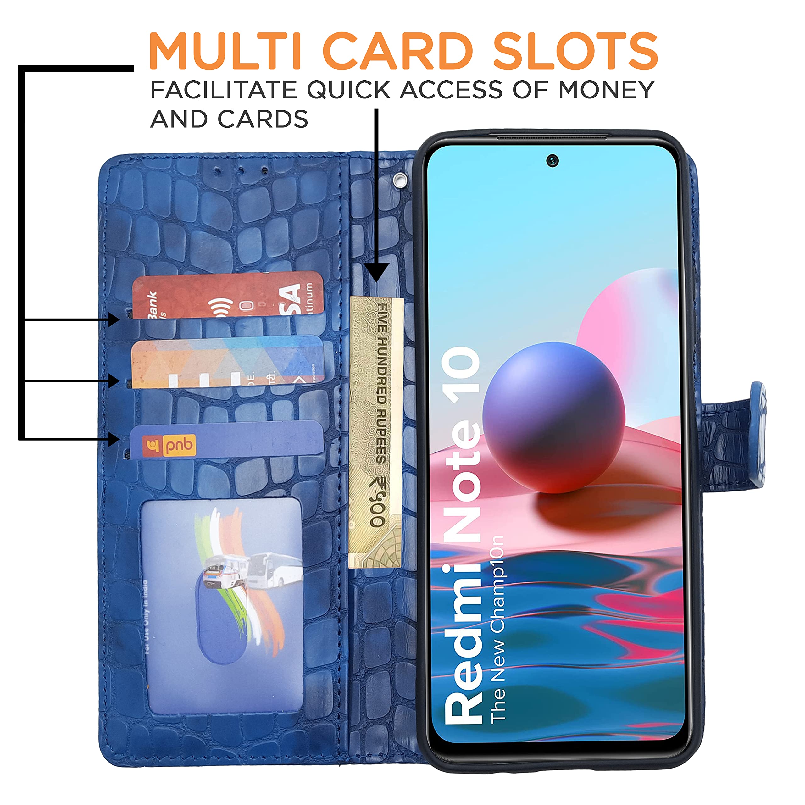 Blue wallet flip cover for Redmi Note 10/Note 10s – Pikkme – photo 4