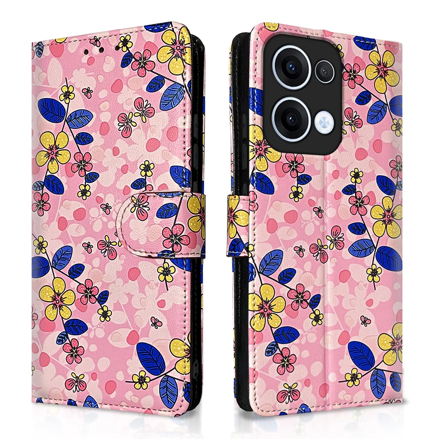 Pikkme Oppo Reno 13 5G pink flower wallet flip cover