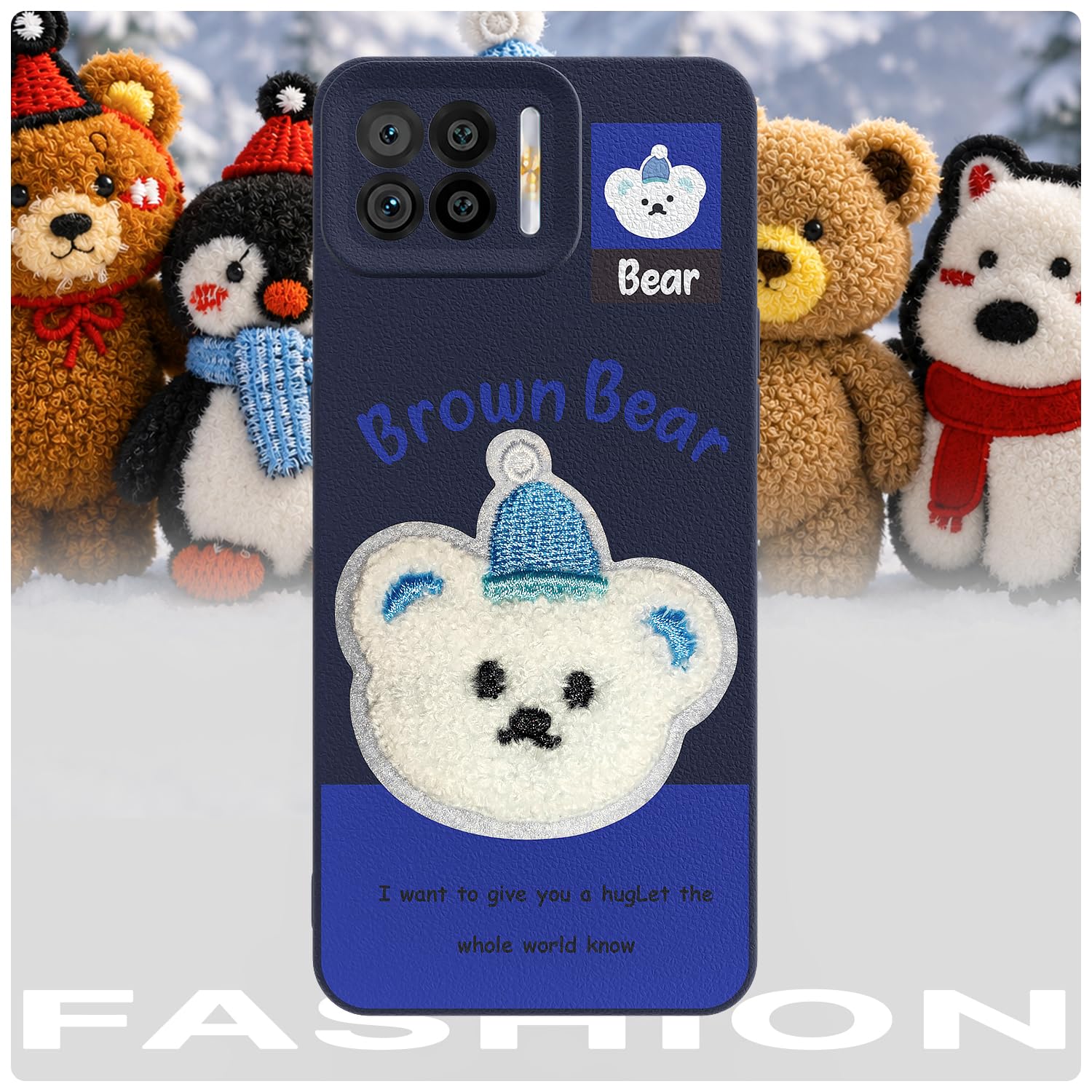 Oppo F17 Plush Patch phone cover in blue by Pikkme – photo 7