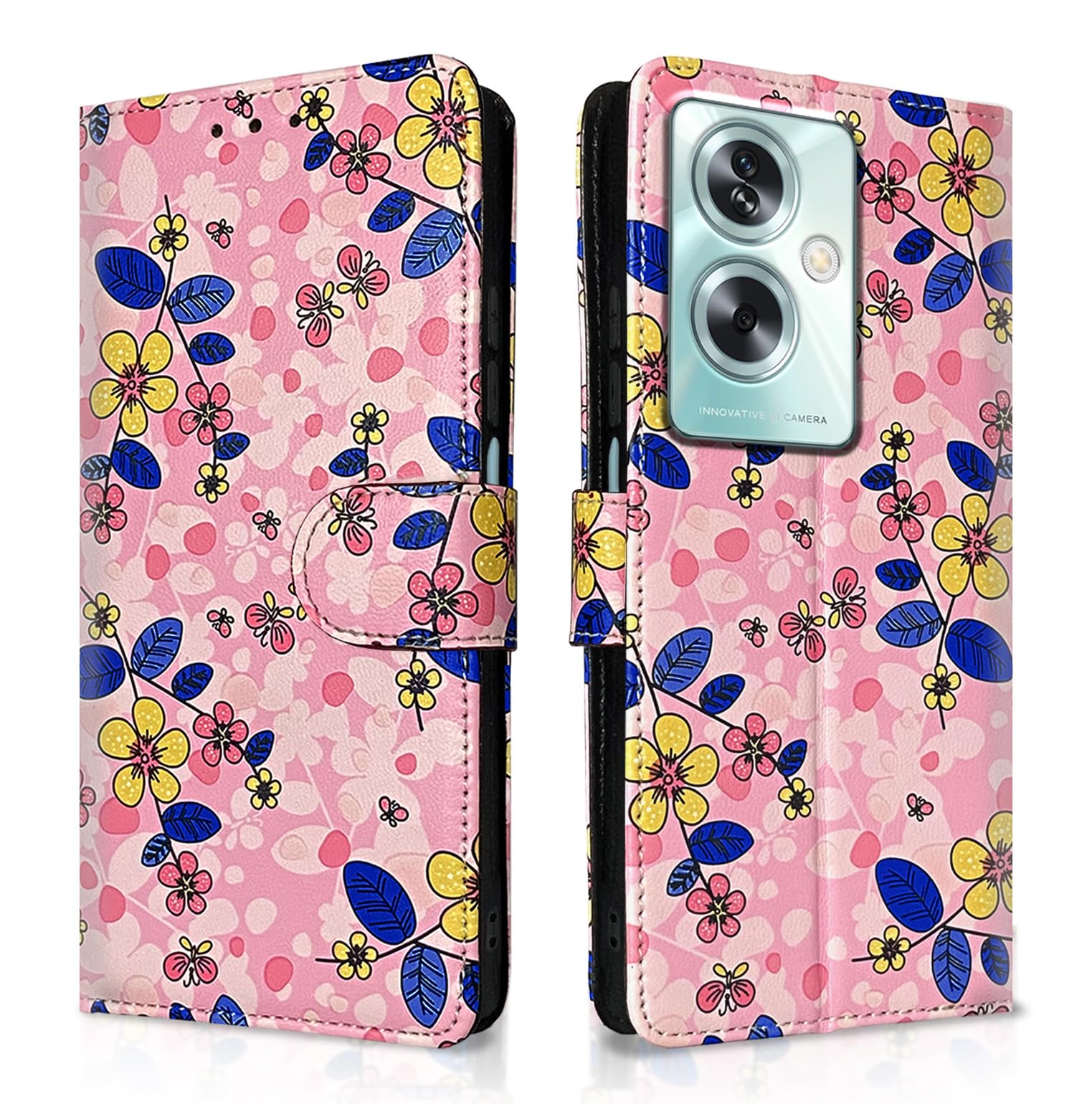 Pikkme pink flower flip cover for Oppo A79 5G
