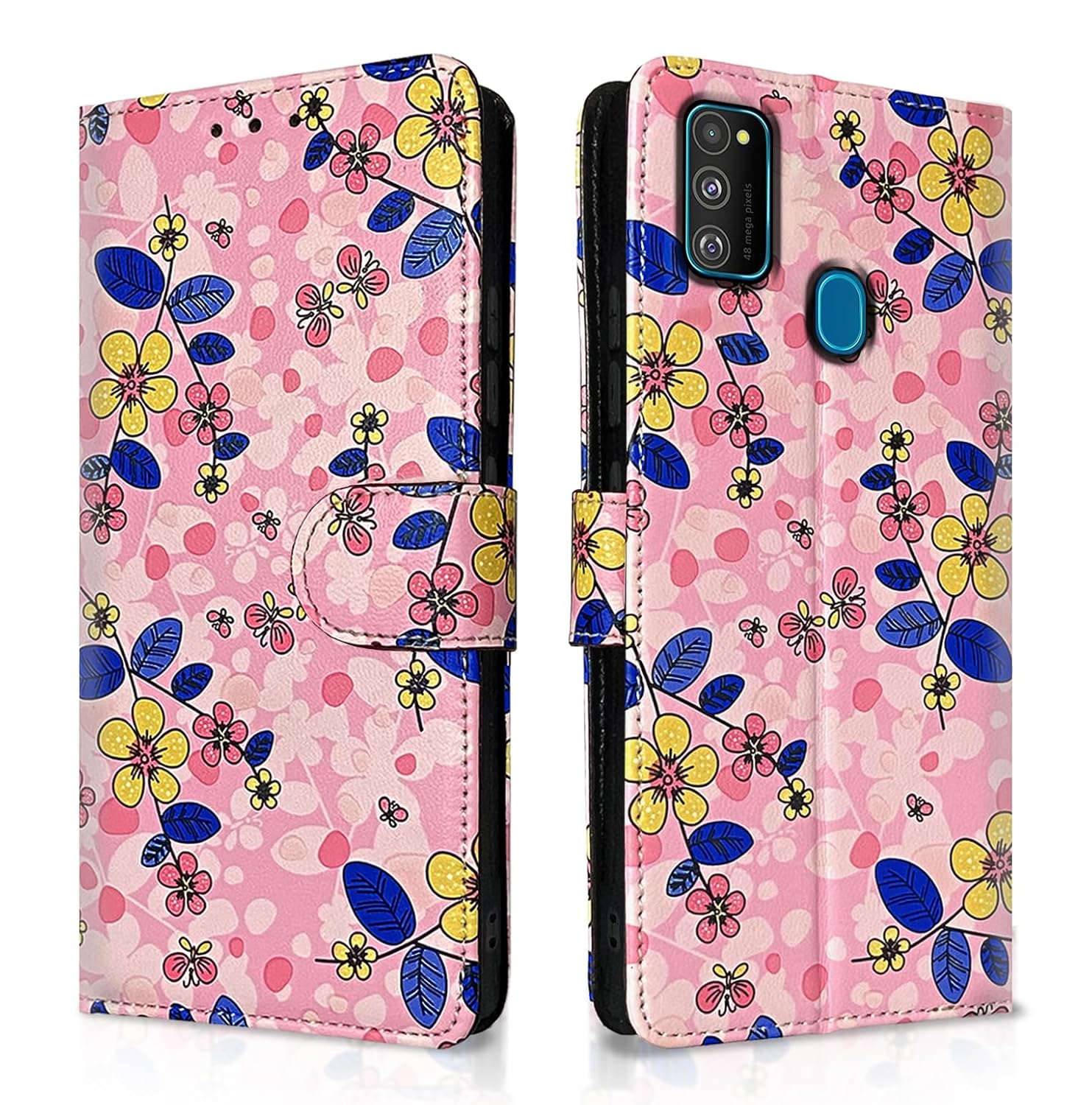 Samsung Galaxy M30s / M21 / M21 (2021) Flower Flip Cover -Pink)