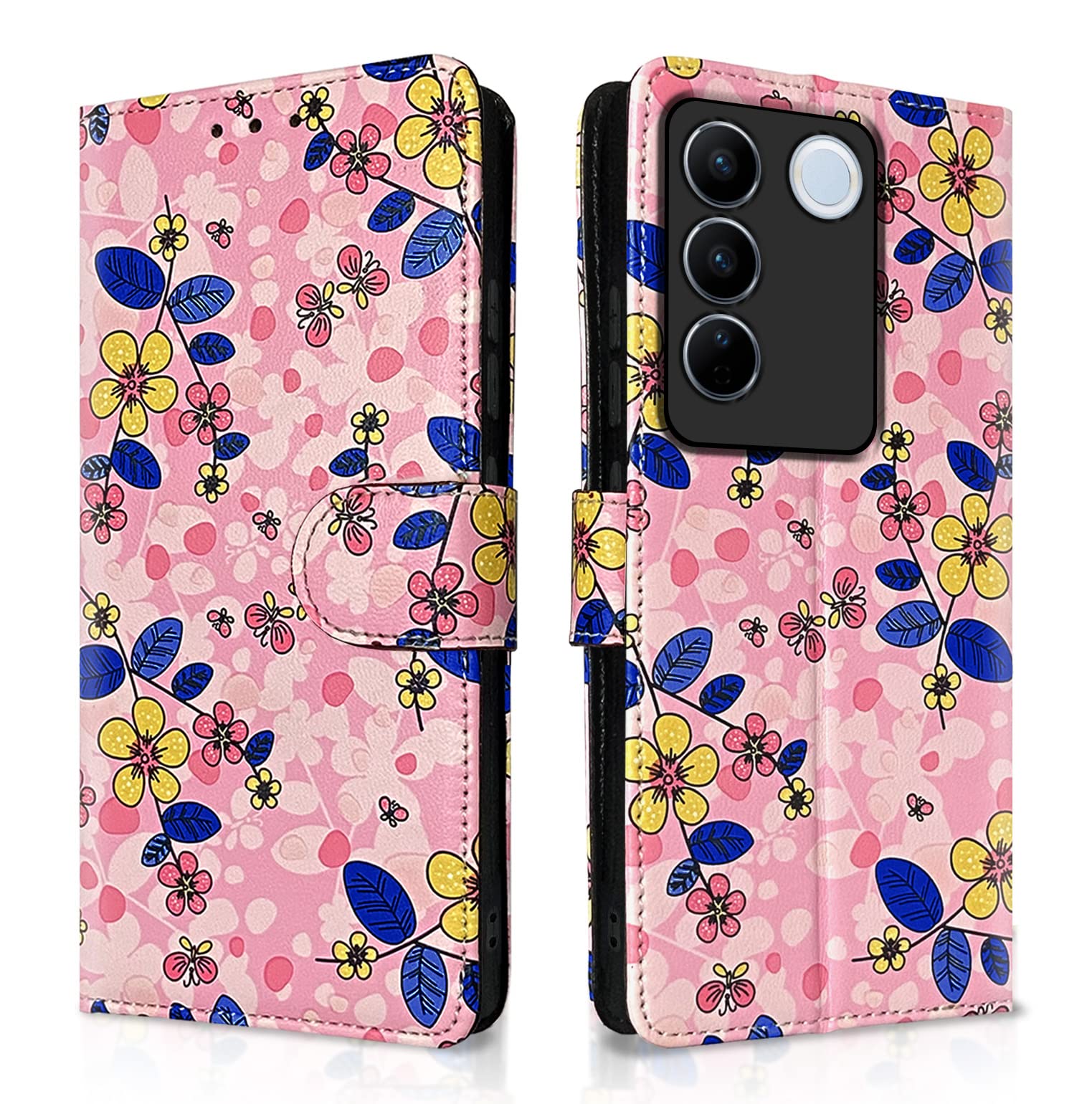 Vivo V27/V27 Pro 5G flip case in pink flower by Pikkme