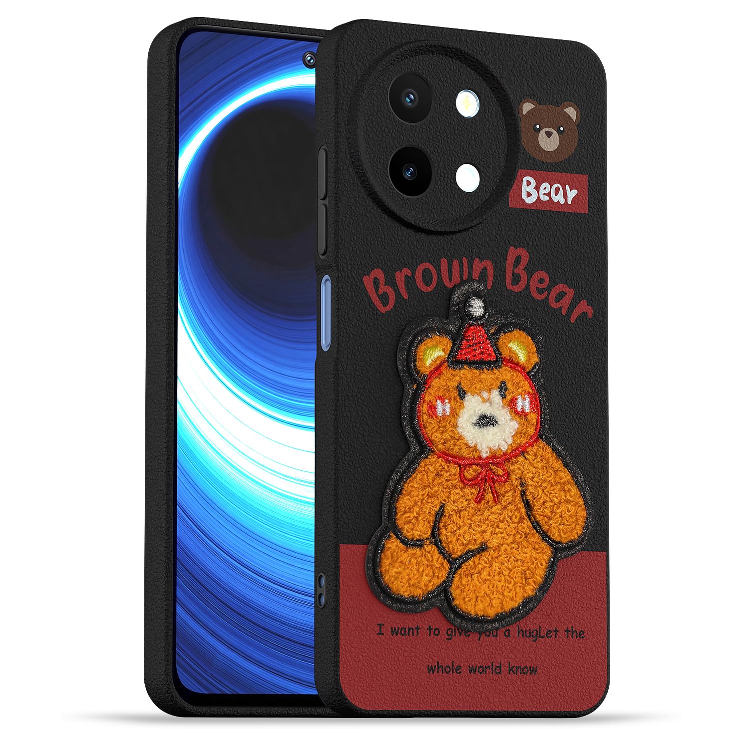 Pikkme Vivo Y58/T3x/Y200i 5G Plush Patch cherry mobile back cover