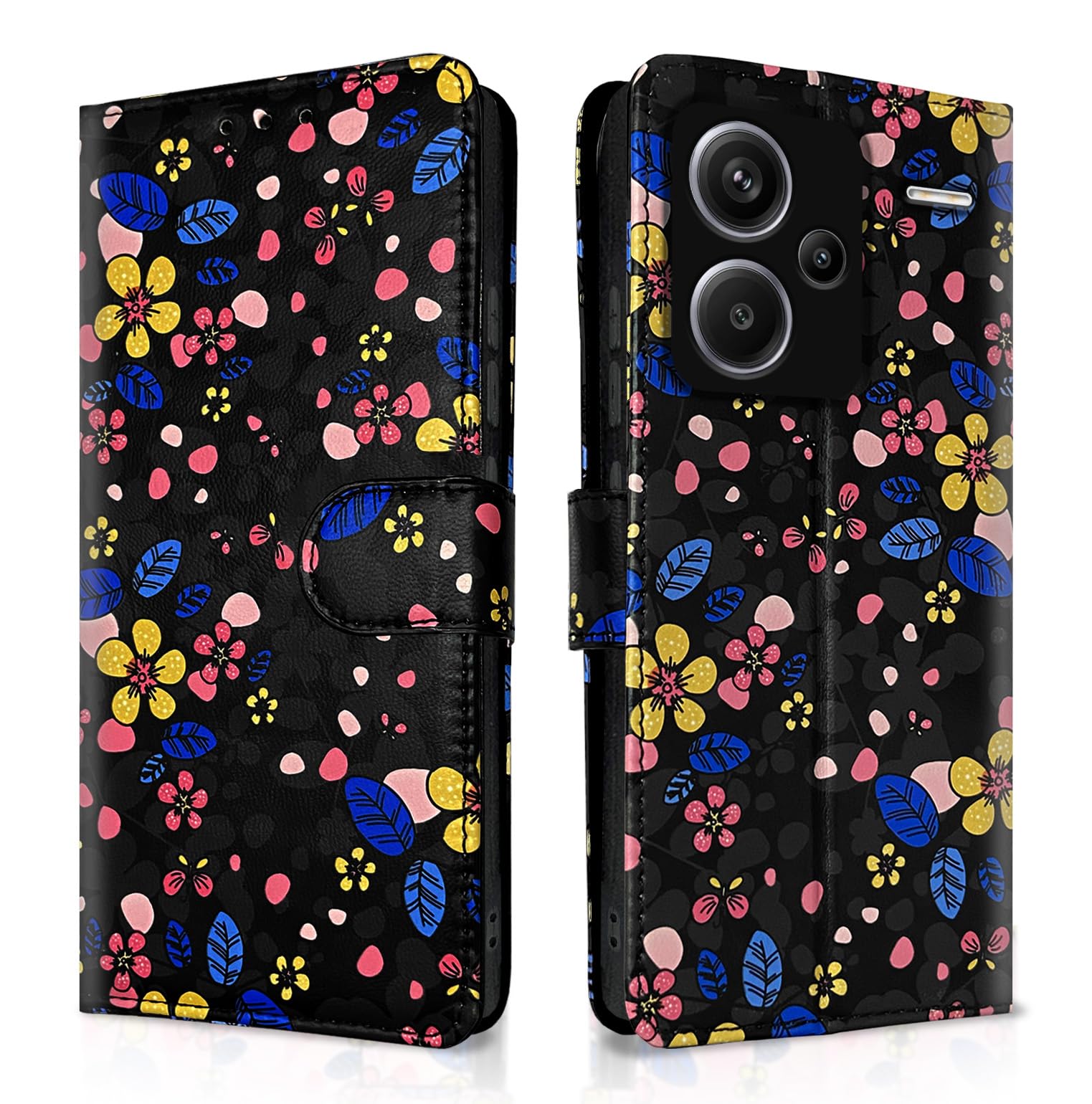 Pikkme Redmi Note 13 Pro Plus 5G Wallet black flower flip case