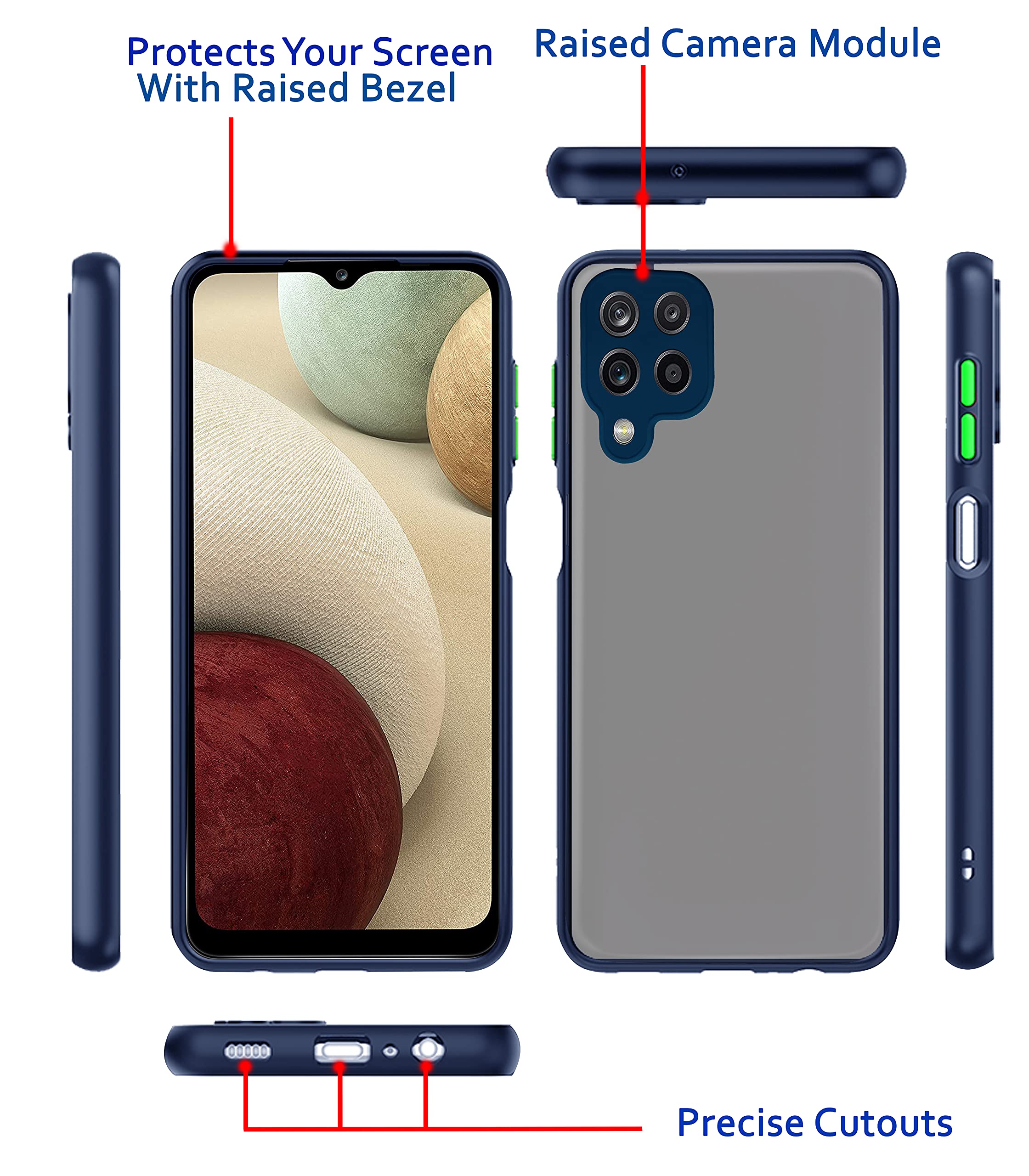 Samsung M12/A12/F12 Matte mobile back cover in blue by Pikkme – photo 3