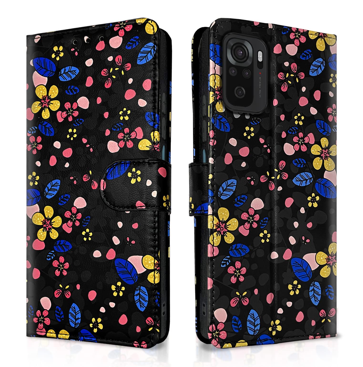 Pikkme Redmi Note 10/Note 10s/Note 11 SE black flower flip cover