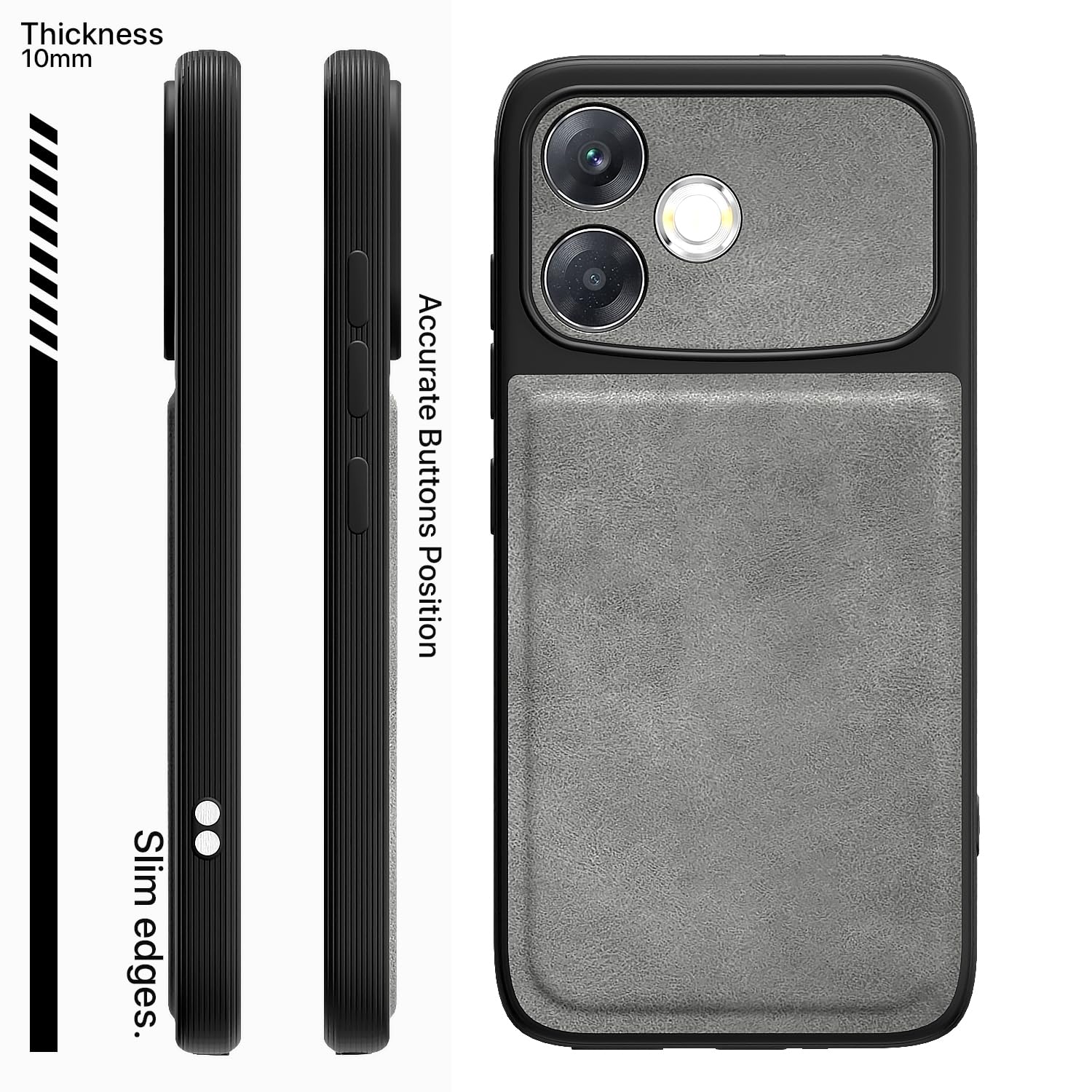 Grey Leather mobile cover for Oppo F33 Pro 5G – Pikkme – photo 3