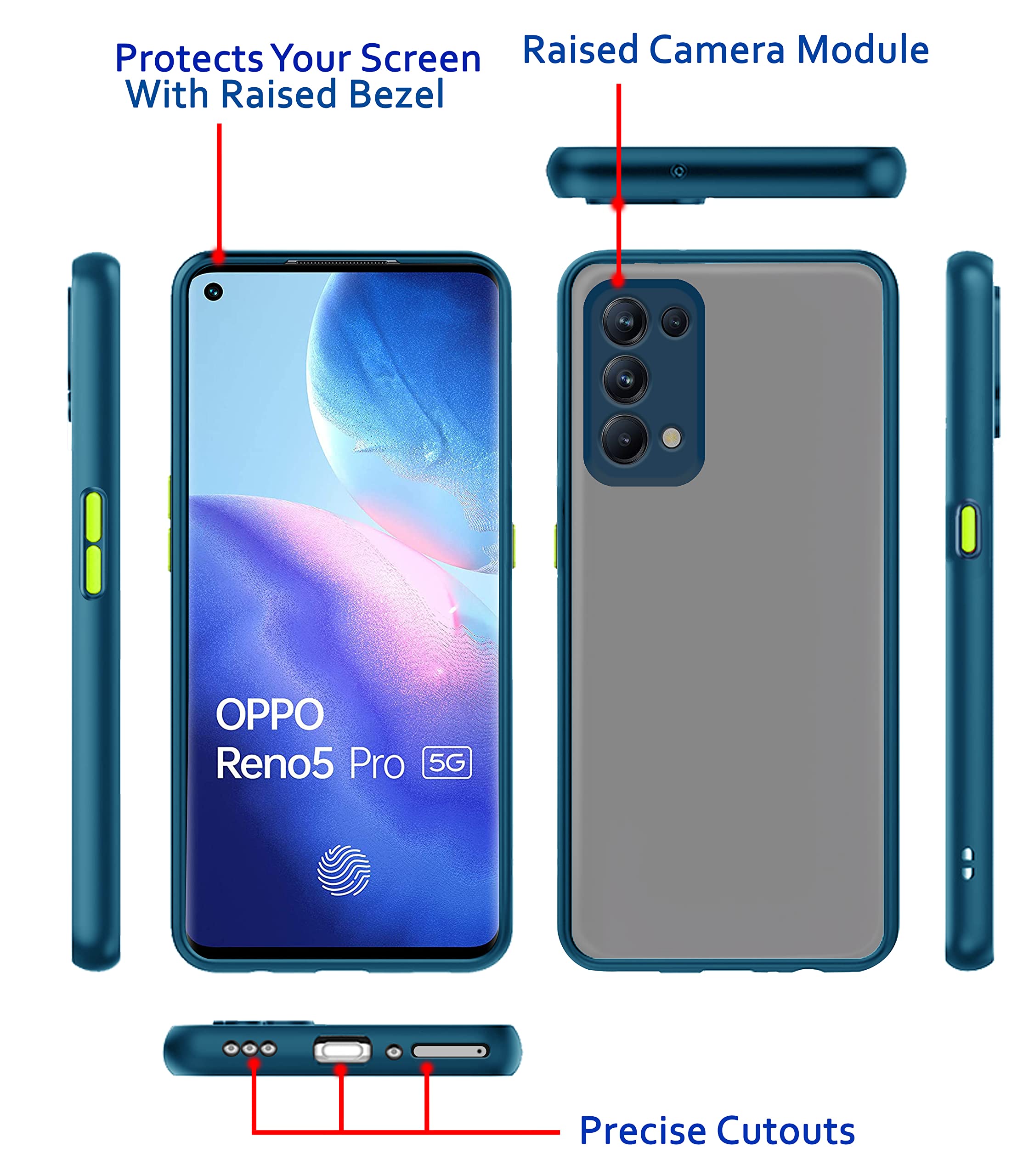 Pikkme Oppo Reno 5 Pro Matte blue phone cover – photo 3
