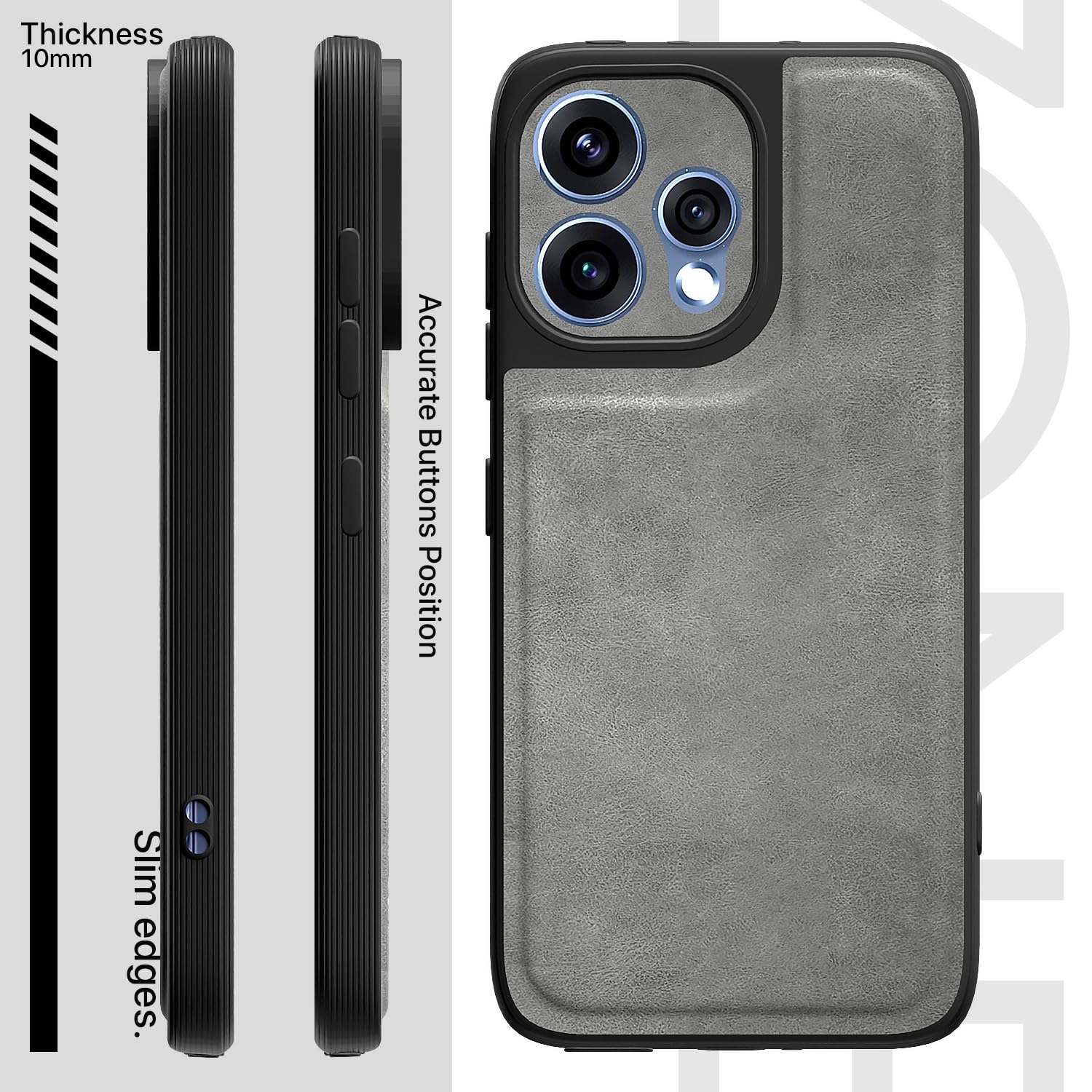 Grey Leather mobile back cover for Oppo Reno 15 5G – Pikkme – photo 3