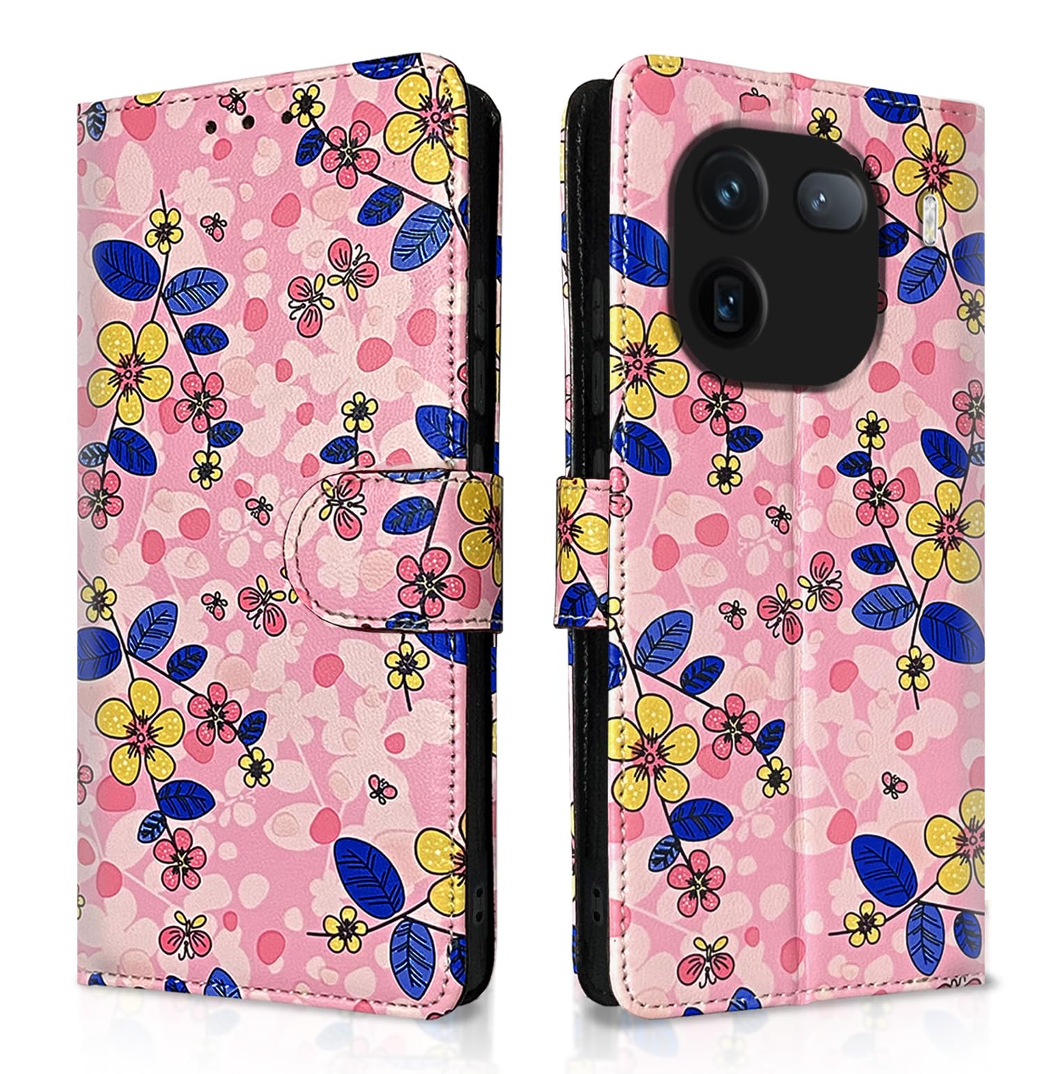 Pink flower Wallet flip cover for iQOO 12 5G – Pikkme