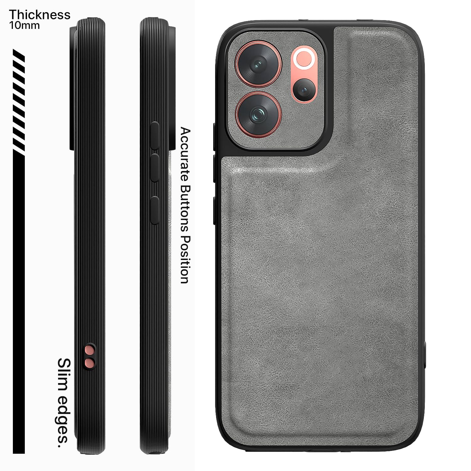 Vivo V70 5G Leather phone cover in grey by Pikkme – photo 3