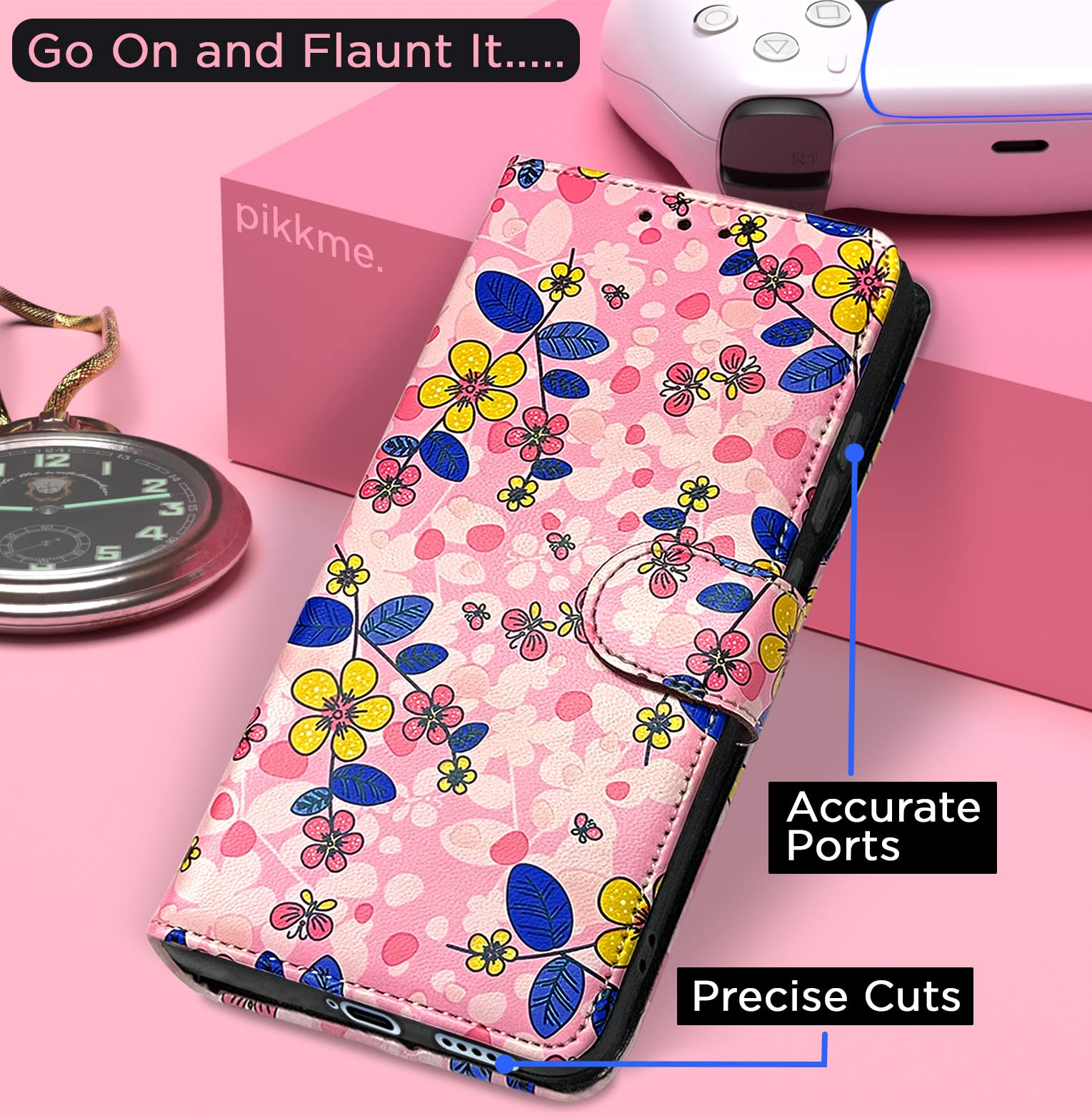 Pikkme pink flower wallet flip cover for Vivo V27/V27 Pro 5G – photo 4