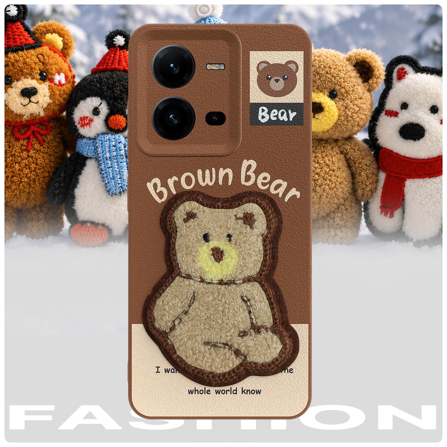 Pikkme brown Plush Patch phone cover for Vivo V25 5G – photo 7