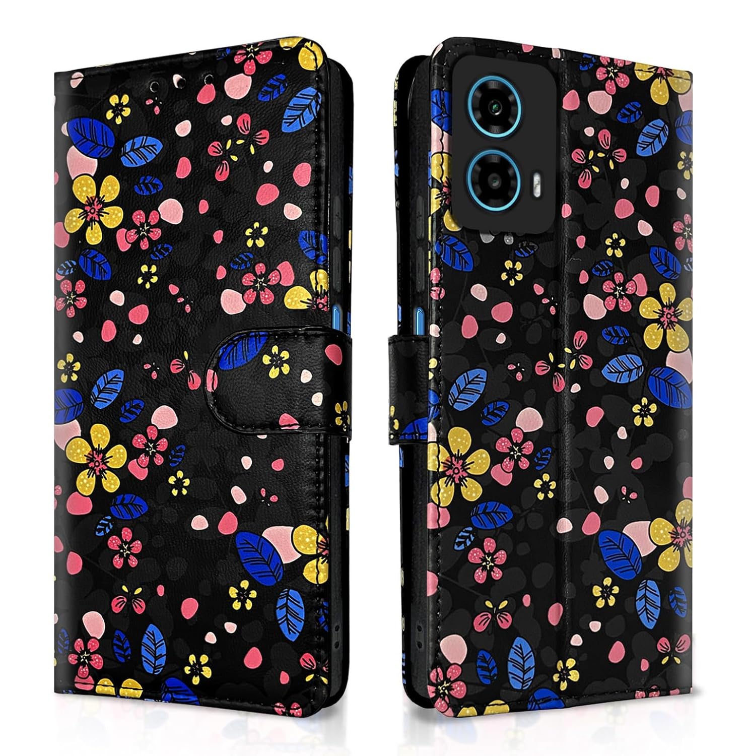 for Moto G34 / G45 5GFlower Flip Cover -Black