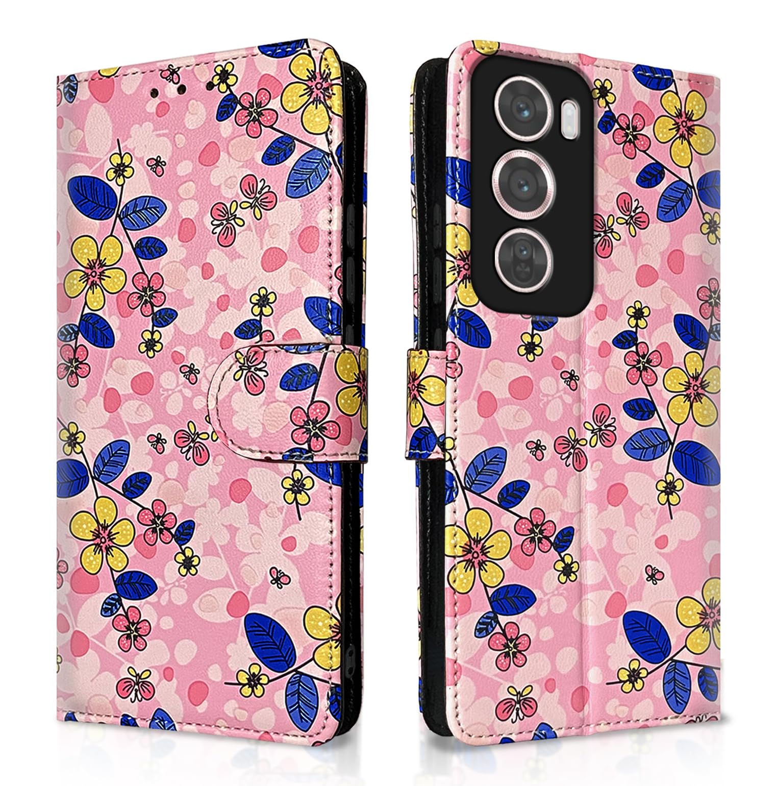 Pink flower mobile flip cover for Oppo Reno 12 Pro 5G – Pikkme