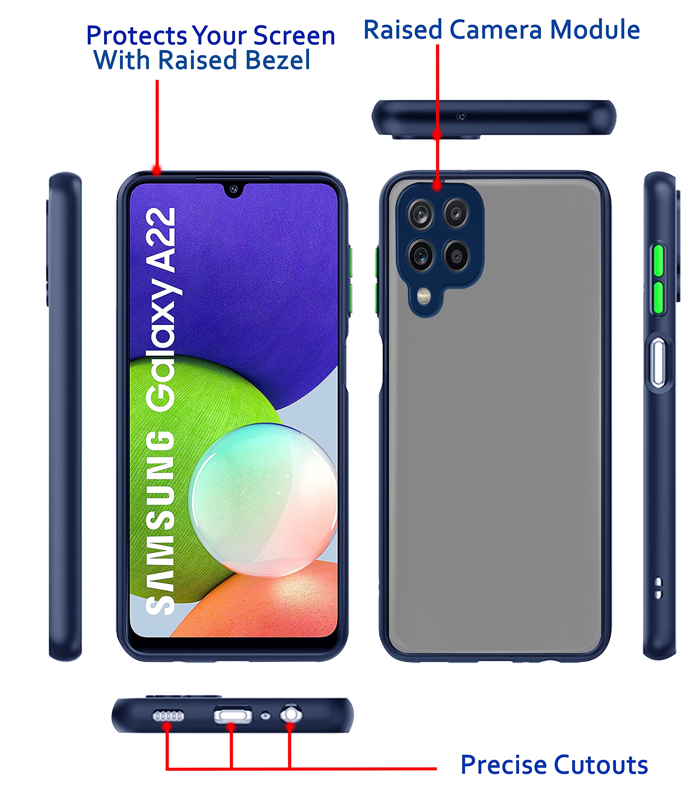 Samsung A22 4G Matte back cover in blue by Pikkme – photo 3