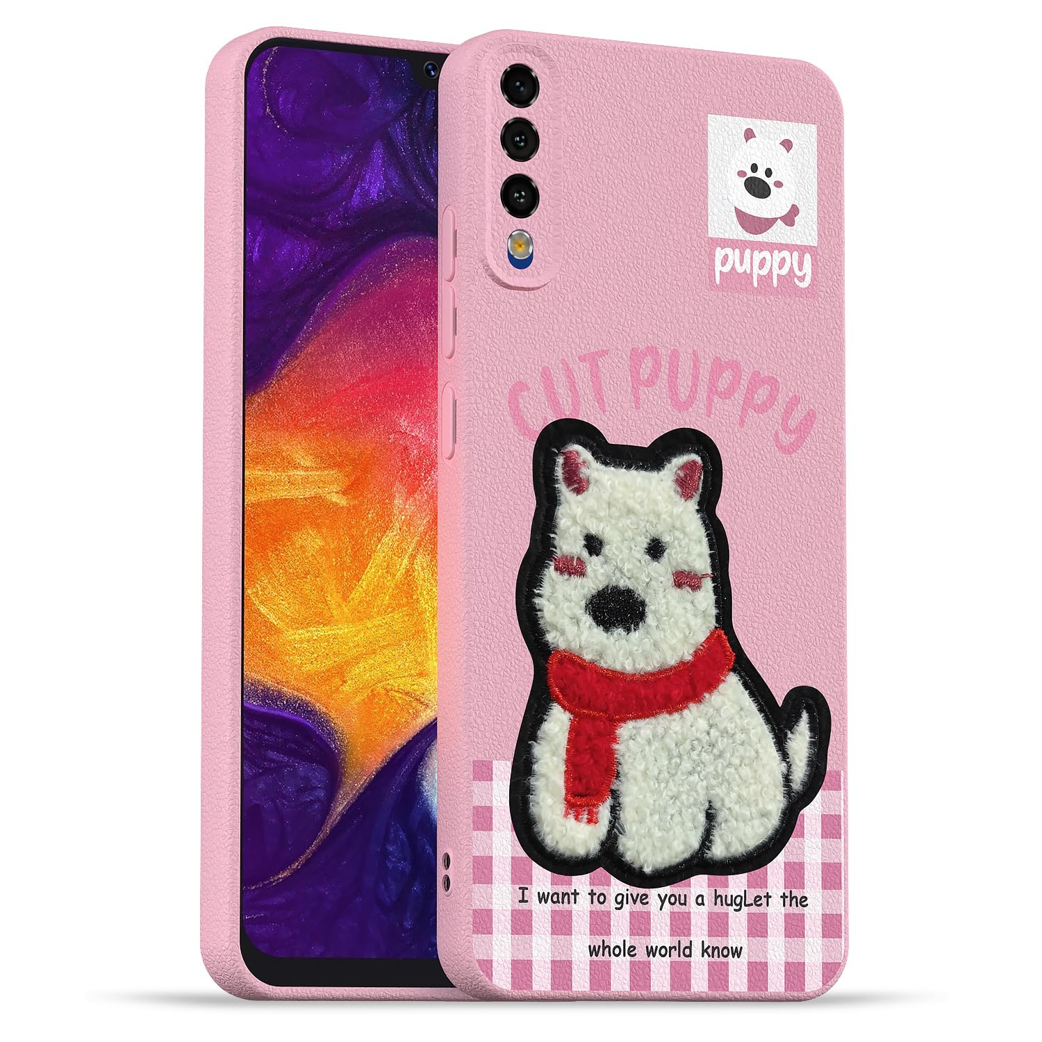 Pikkme pink Plush Patch phone cover for Samsung A50/A50s/A30s