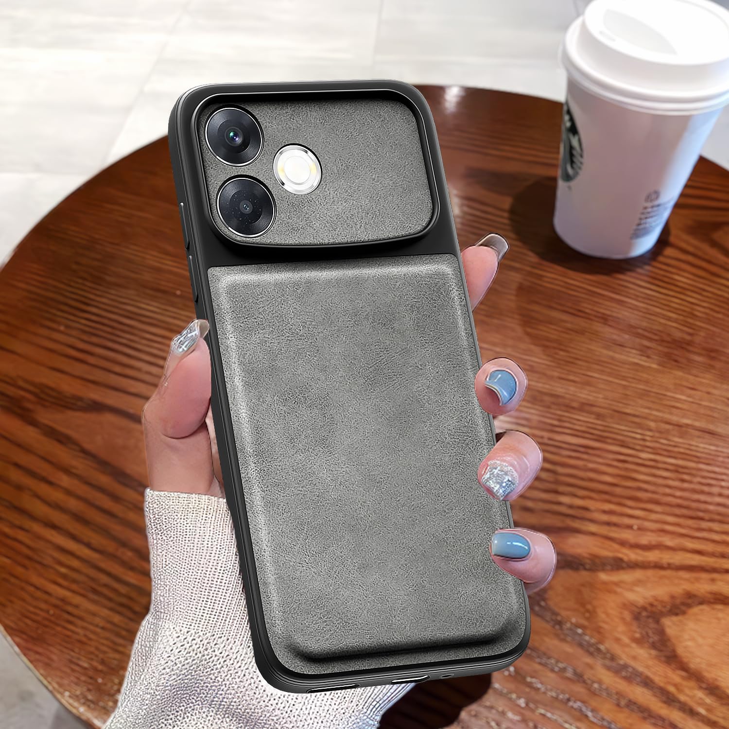Oppo F33 Pro 5G Leather phone cover in grey by Pikkme – photo 7