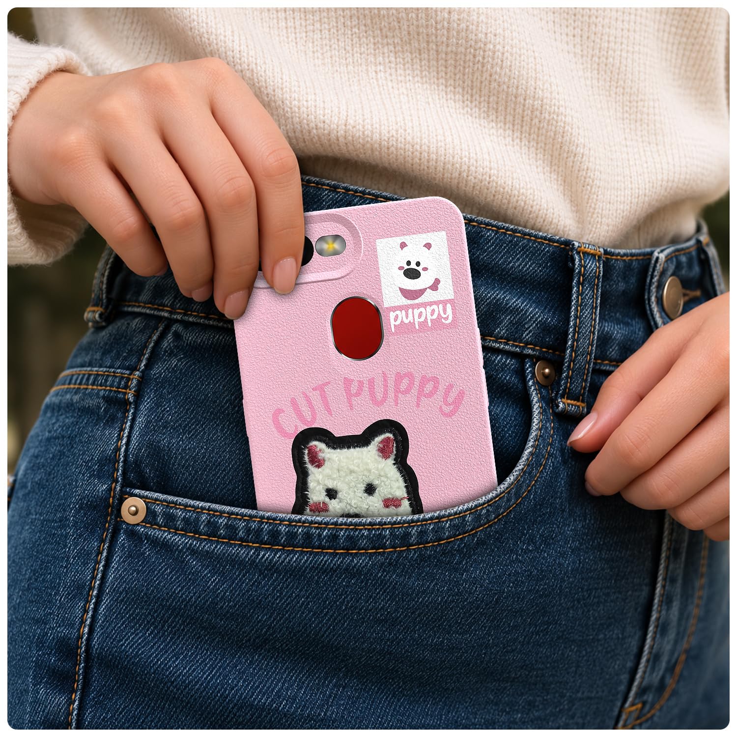 Pikkme pink Plush Patch back cover for Oppo F9/F9 Pro/A5/A5s/A7 – photo 4