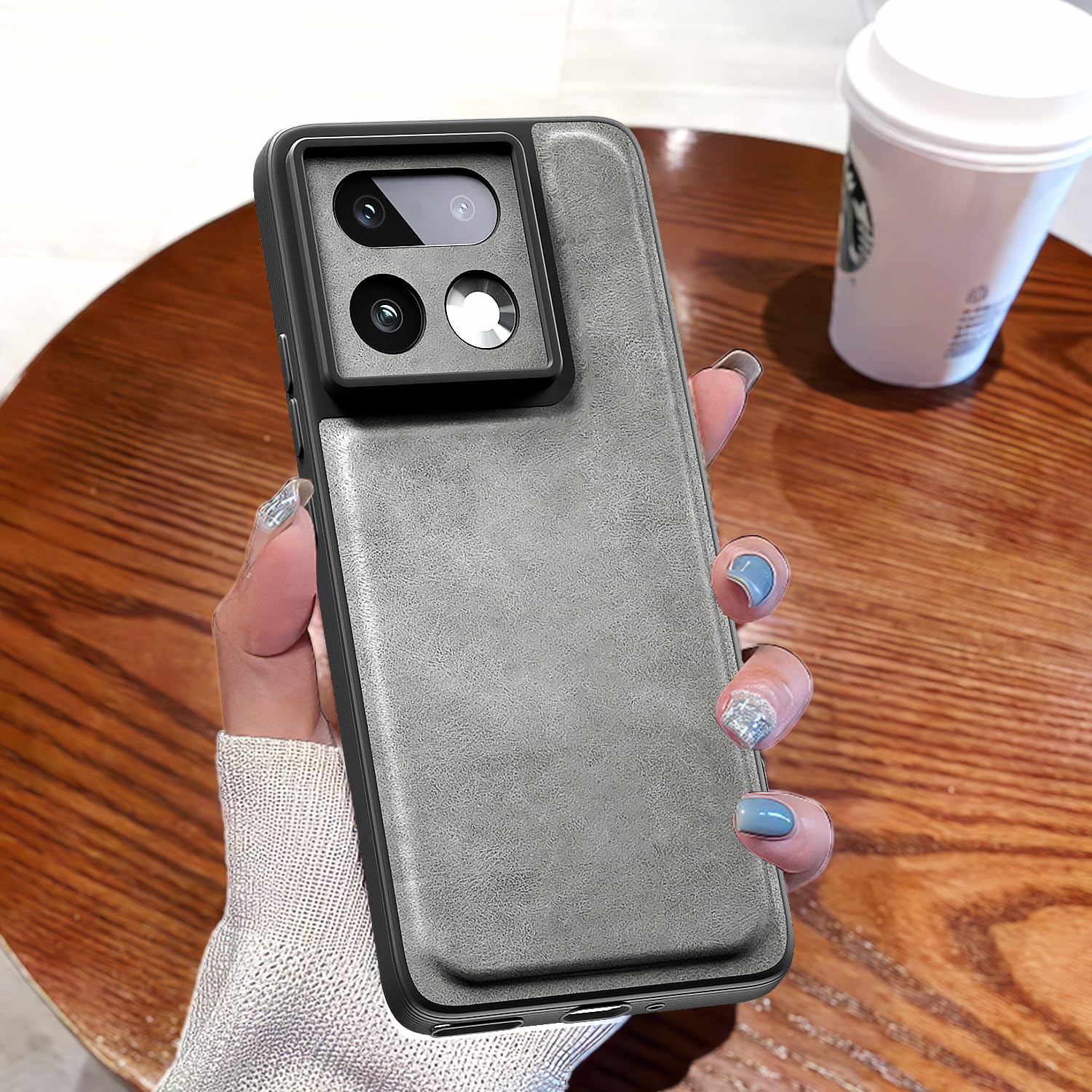Realme 16 Pro Plus 5G Leather mobile back cover in grey by Pikkme – photo 7