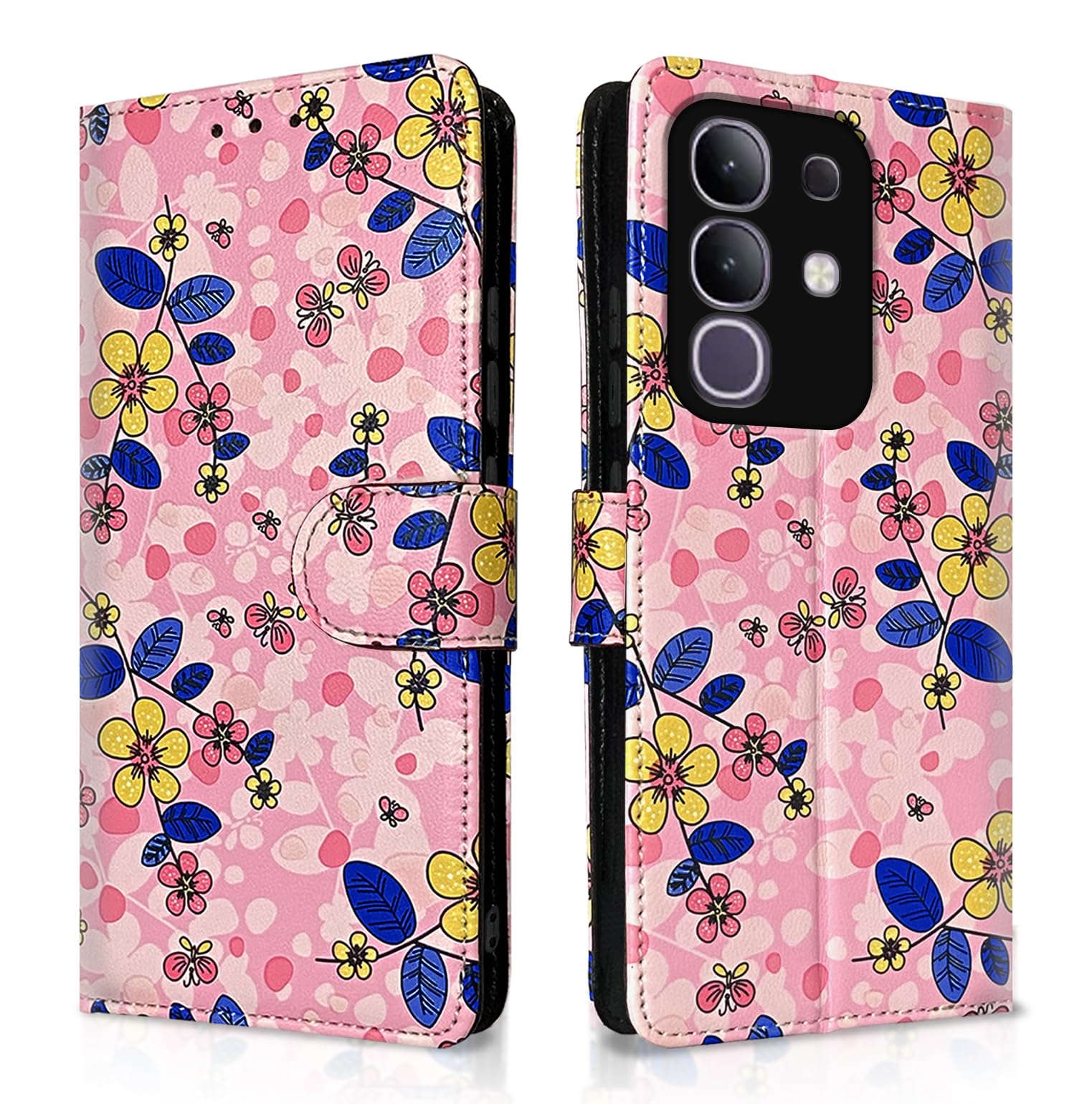 Pikkme pink flower Wallet flip case for Vivo T4x/iQOO Z10x/Y31 Pro 5G