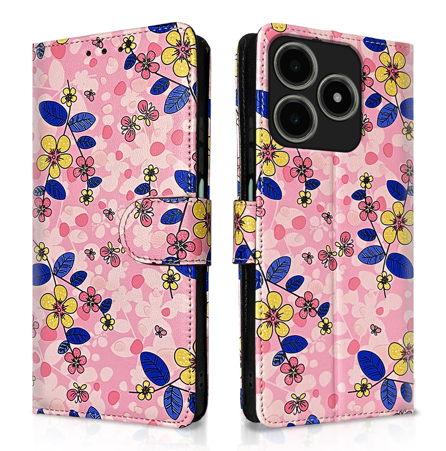 Pikkme Realme C63 4G Wallet pink flower wallet flip cover