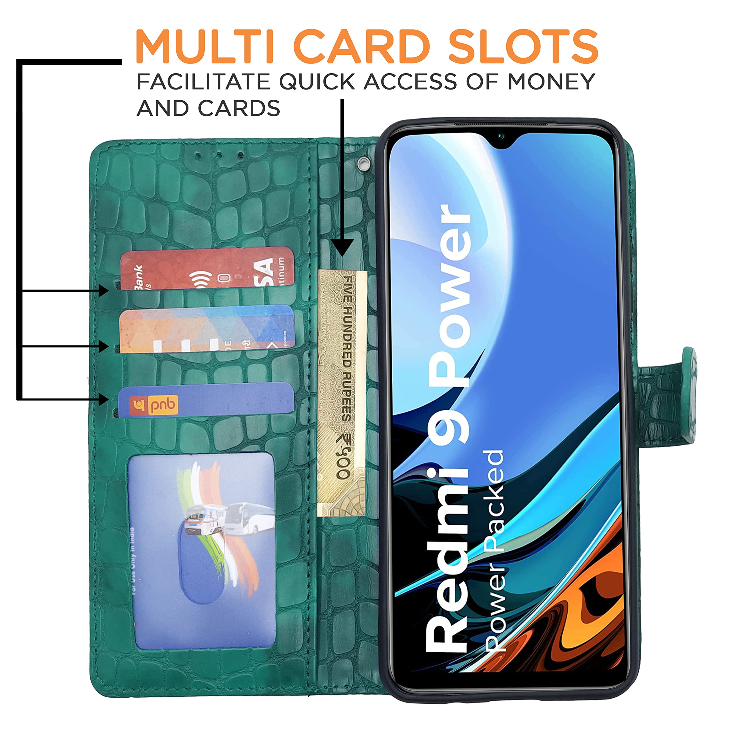 Green flip case for Redmi 9 Power – Pikkme – photo 4