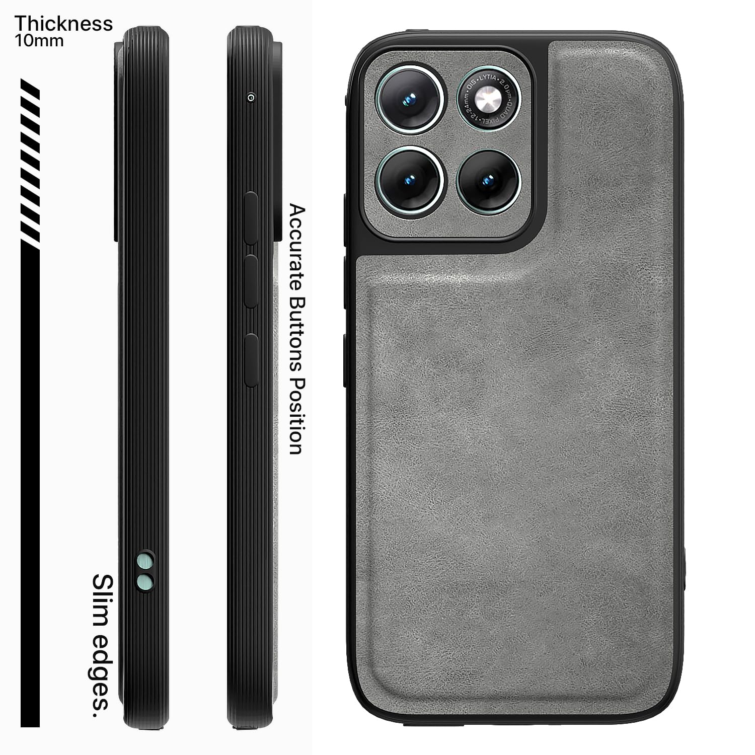 Pikkme grey Leather back cover for Moto Edge 70 Fusion 5G – photo 3