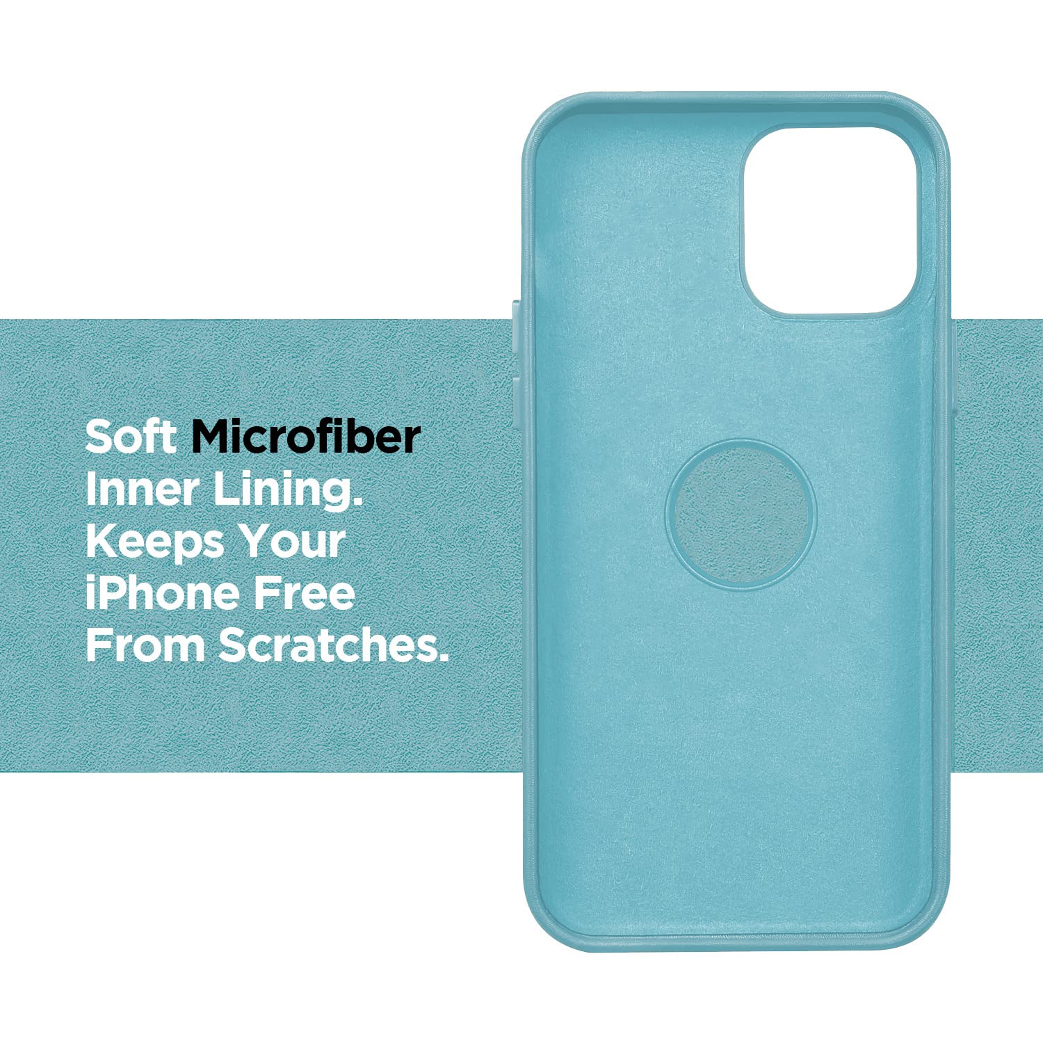 iPhone 14 Leather mobile back cover in sky blue by Pikkme – photo 4
