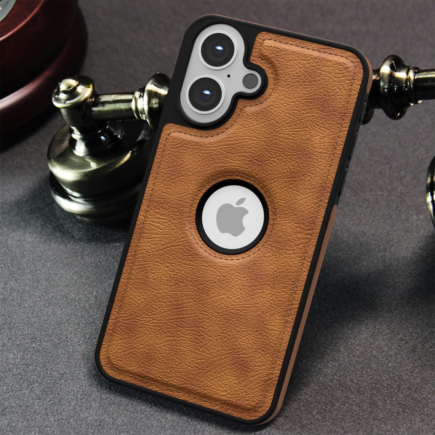 Pikkme iPhone 16 Flexible Pu Leather Back Cover (Brown)