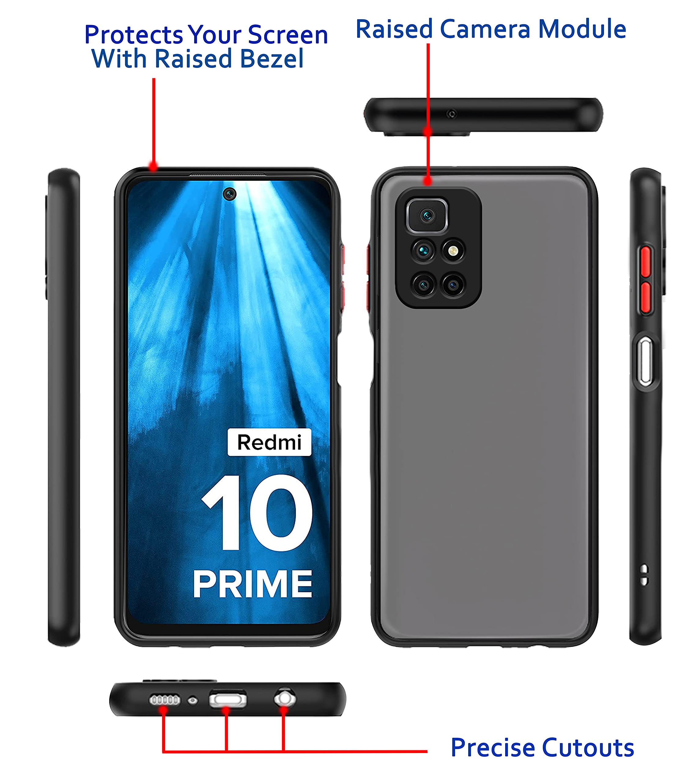 Redmi 10 Prime Hybrid back cover in black by Pikkme – photo 3