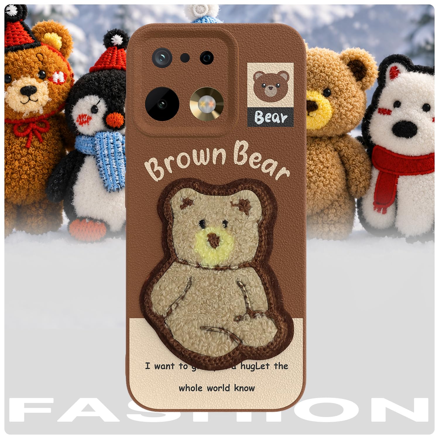 Pikkme Realme 16 Pro 5G Plush Patch brown phone cover – photo 7